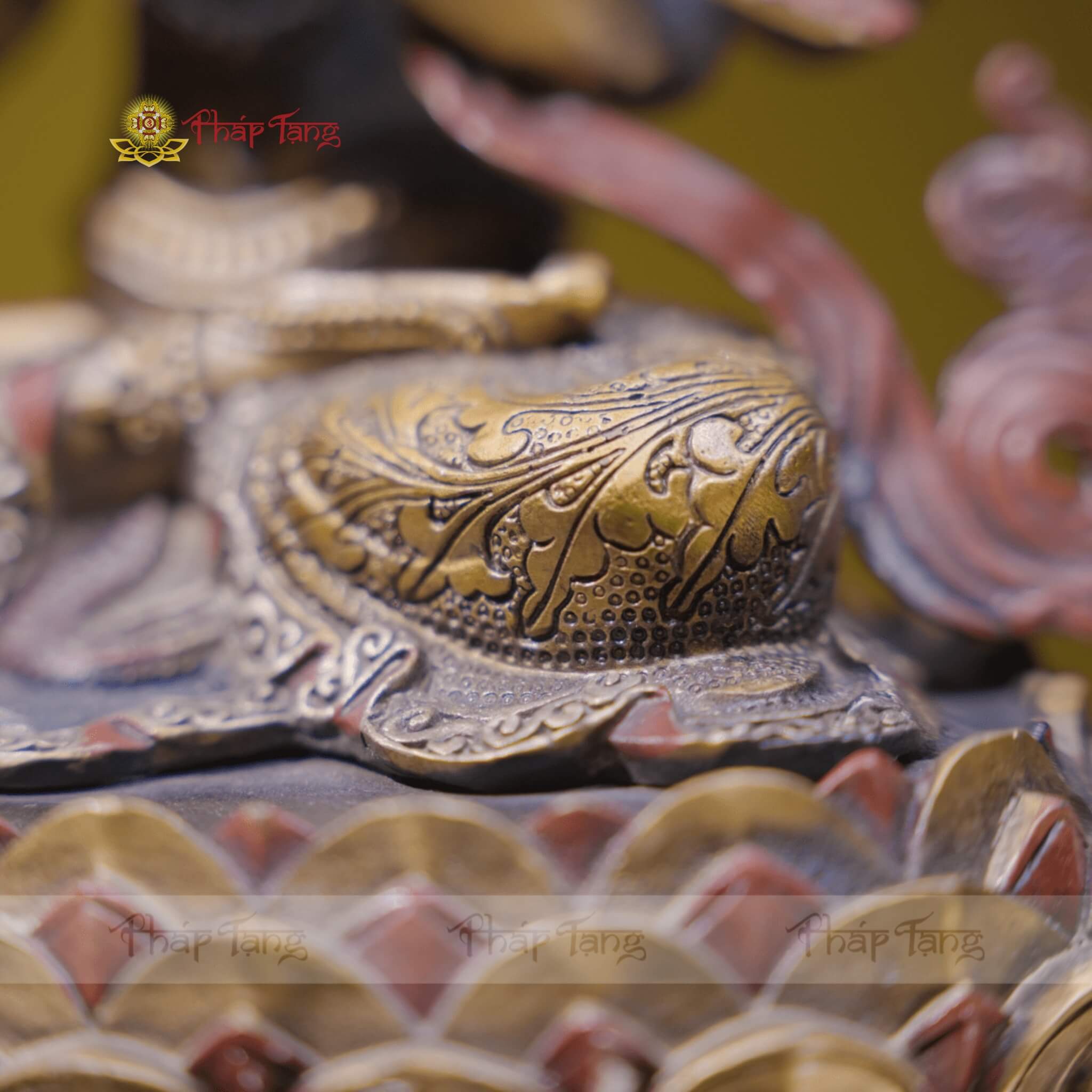 TÔN TƯỢNG ĐỨC QUAN ÂM TỨ THỦ ĐỒNG PHÁP LAM 32CM