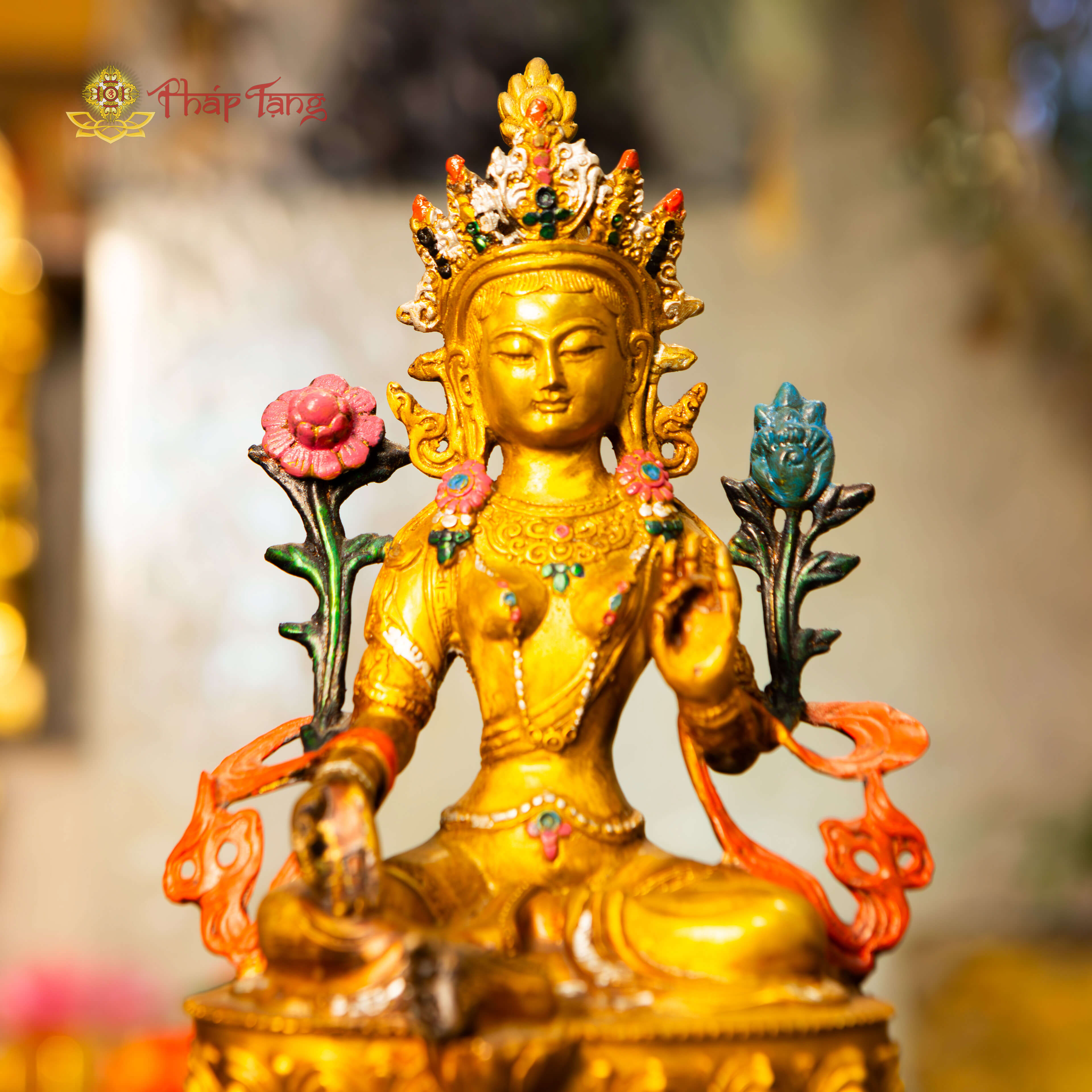 BỒ TÁT TARA XANH ĐỒNG PHÁP LAM CAO 23CM