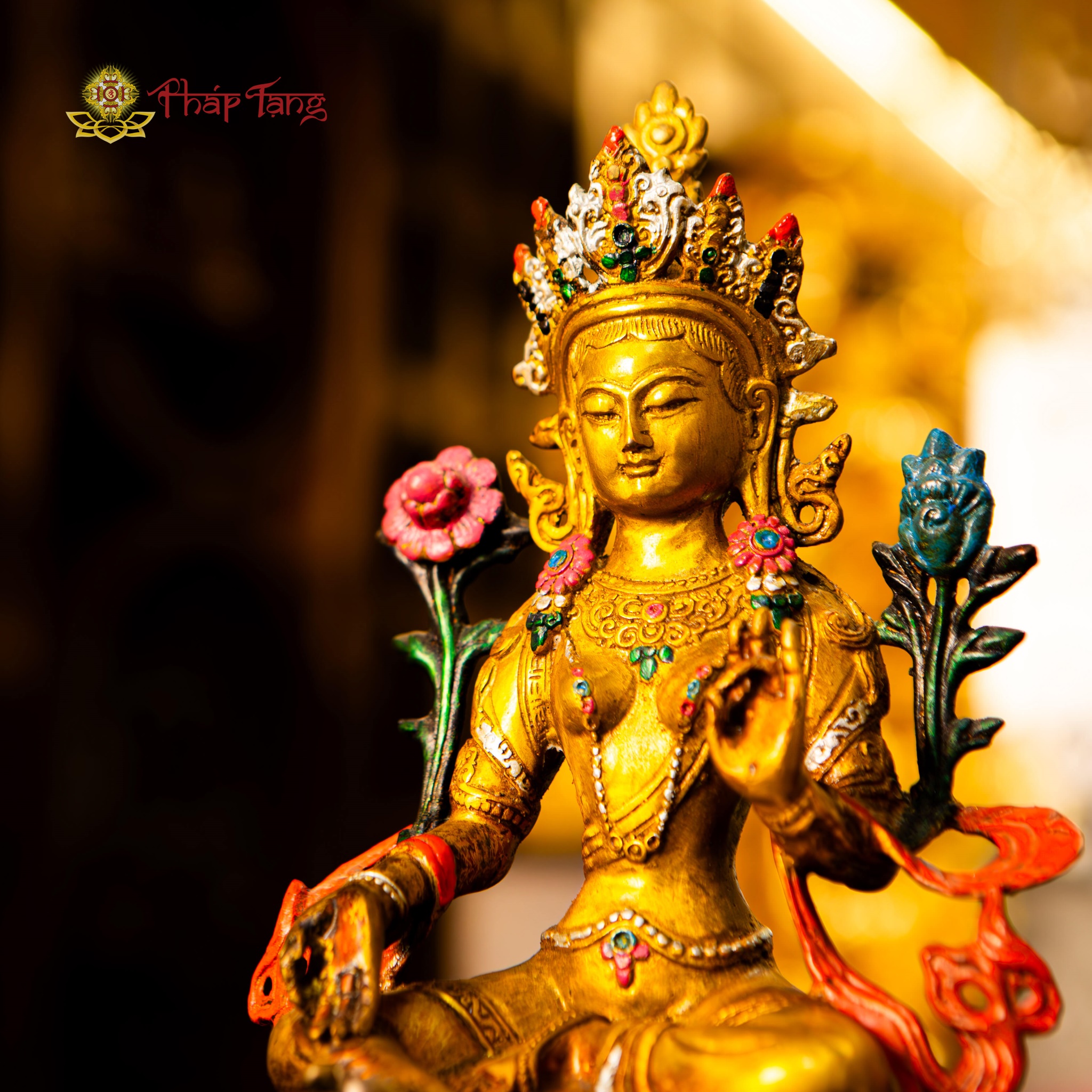 BỒ TÁT TARA XANH ĐỒNG PHÁP LAM CAO 23CM