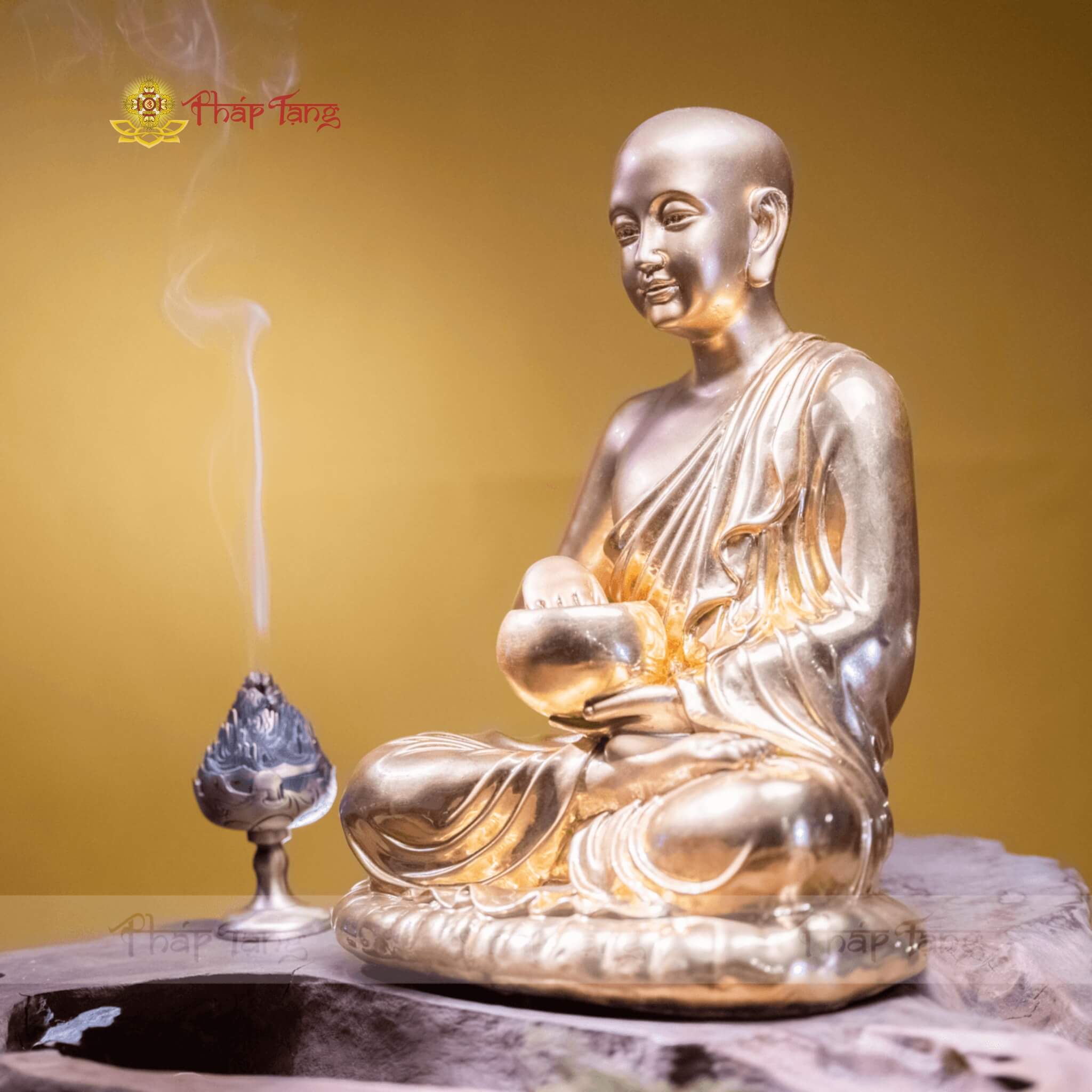 TÔN TƯỢNG THÁNH TĂNG SIVALI ĐỒNG VN DÁT VÀNG 9999 40CM