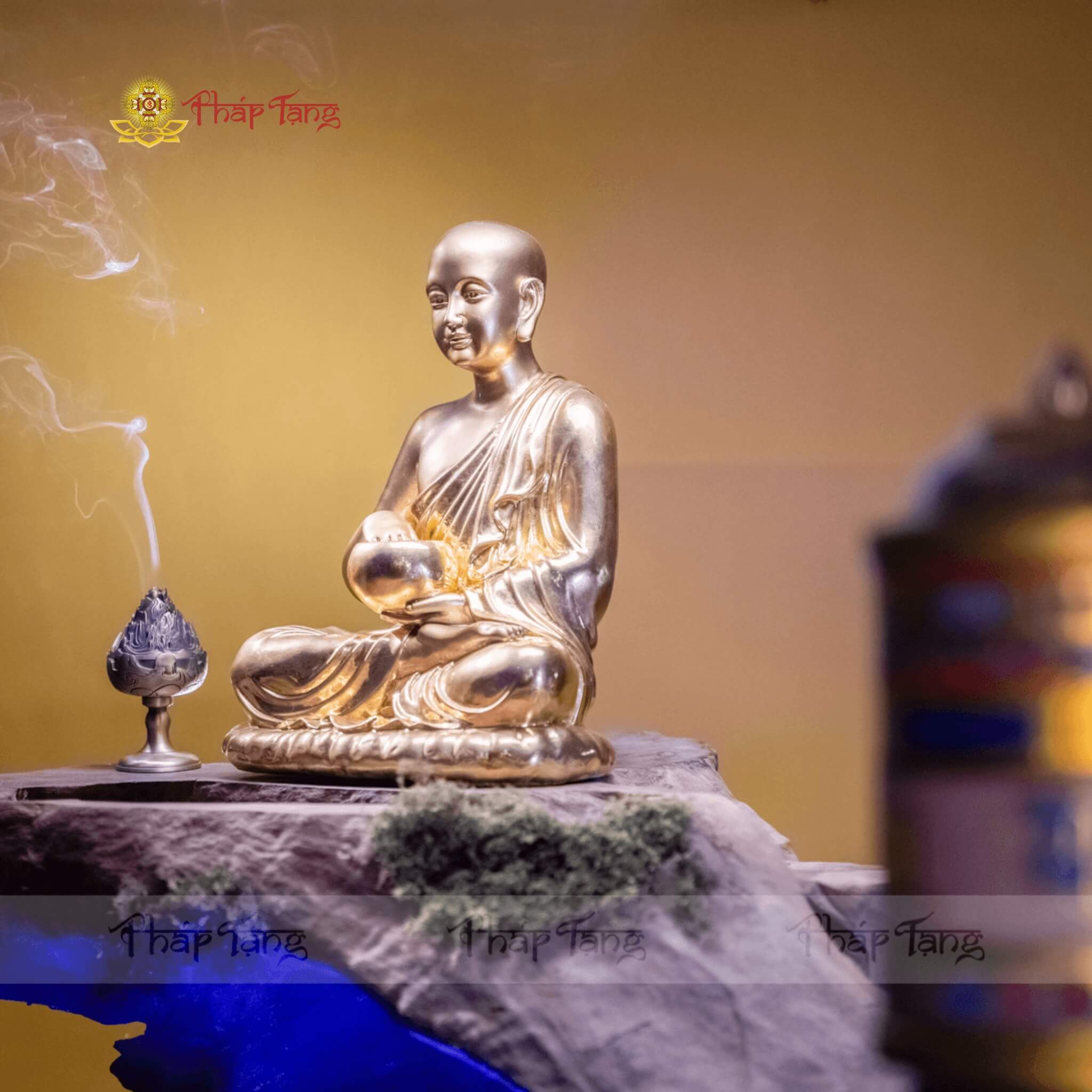 TÔN TƯỢNG THÁNH TĂNG SIVALI ĐỒNG VN DÁT VÀNG 9999 40CM