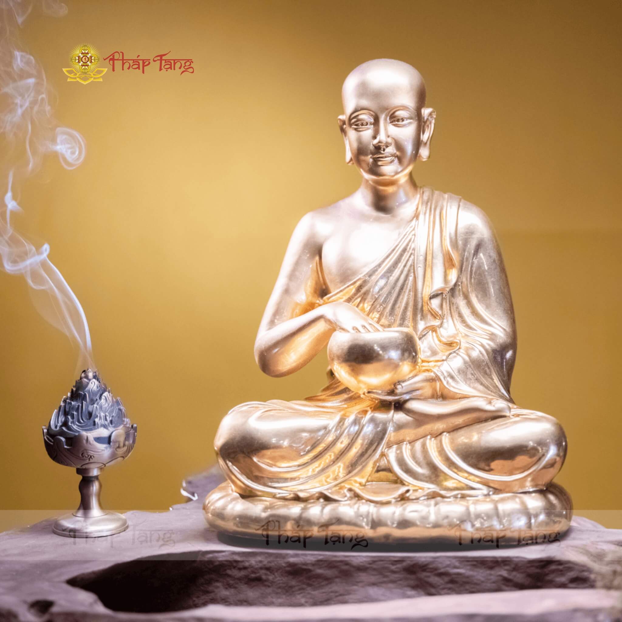 TÔN TƯỢNG THÁNH TĂNG SIVALI ĐỒNG VN DÁT VÀNG 9999 40CM