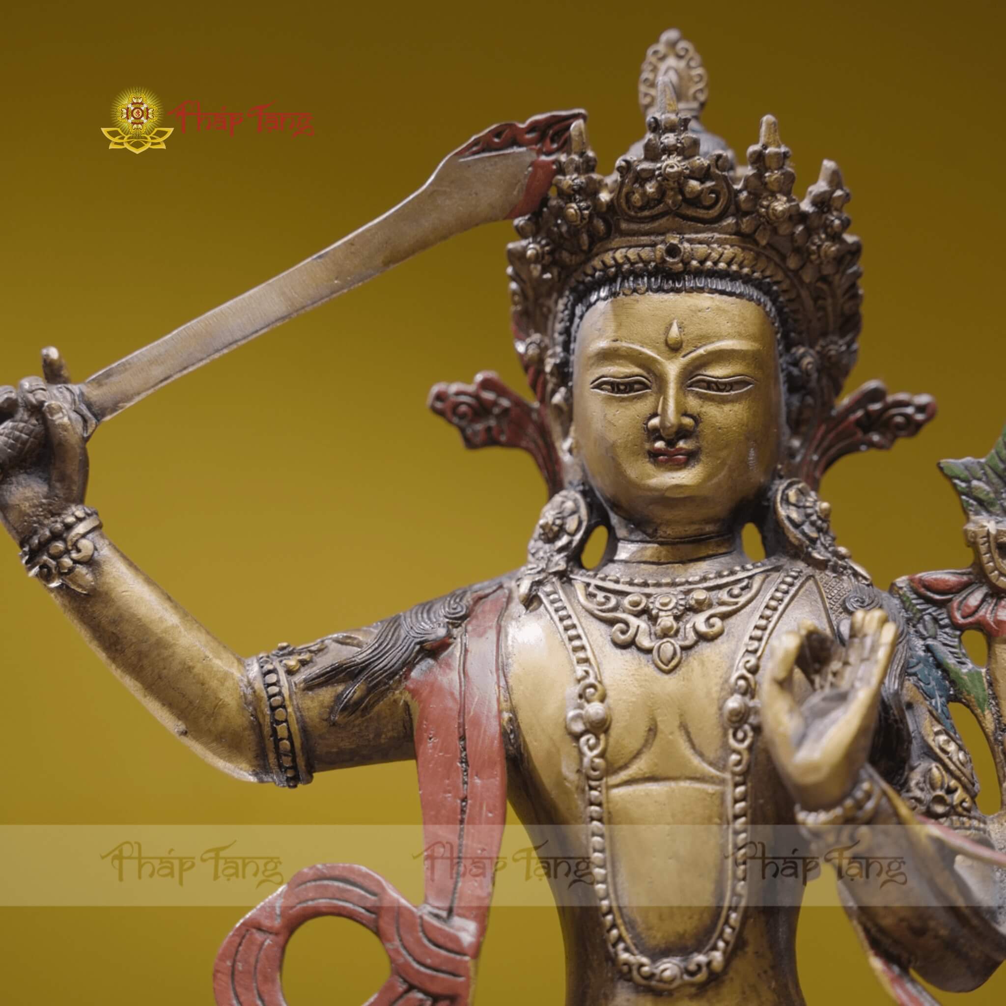 TÔN TƯỢNG VĂN THÙ SƯ LỢI BỒ TÁT ĐỒNG PHÁP LAM 32CM