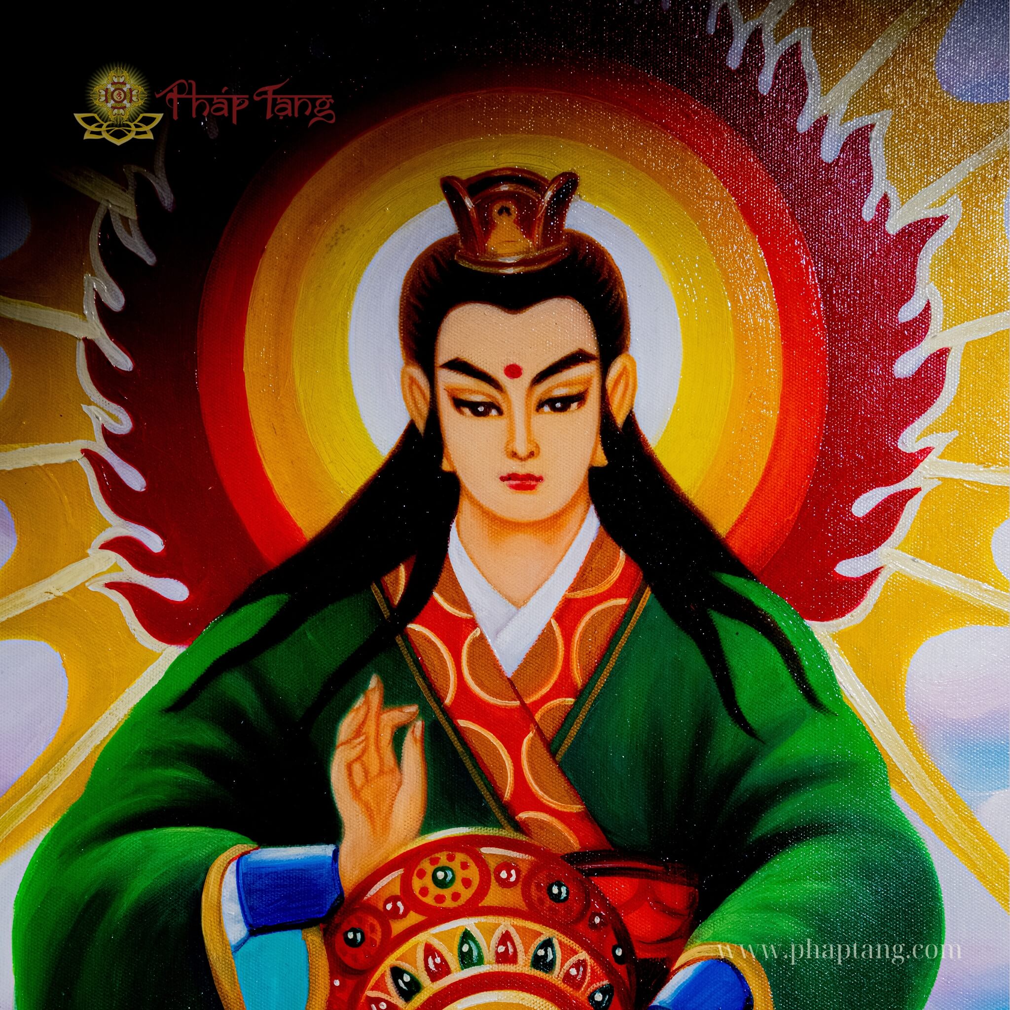 TRANH SƠN DẦU BỒ TÁT TỲ SA MÔN THIÊN VƯƠNG