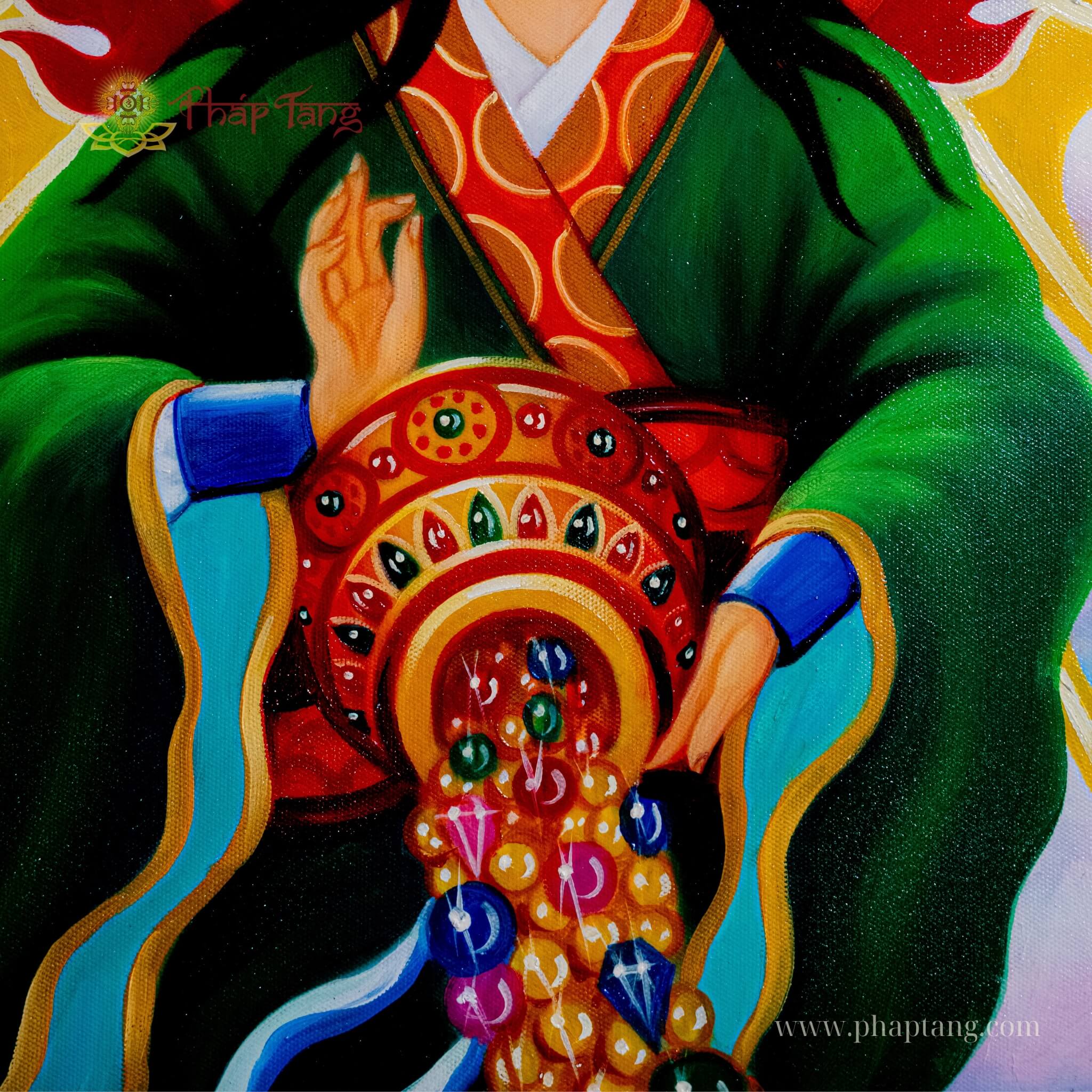 TRANH SƠN DẦU BỒ TÁT TỲ SA MÔN THIÊN VƯƠNG