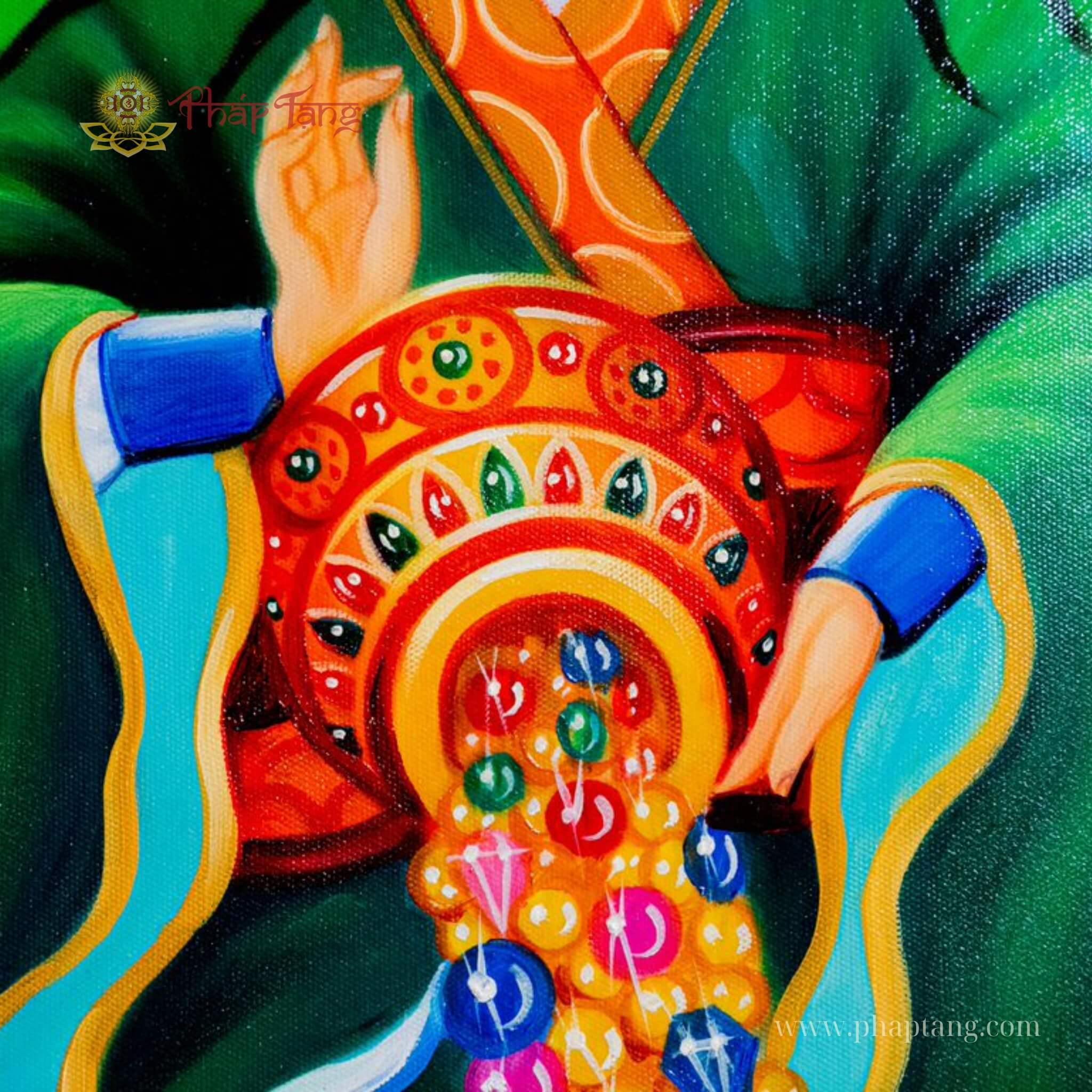 TRANH SƠN DẦU BỒ TÁT TỲ SA MÔN THIÊN VƯƠNG