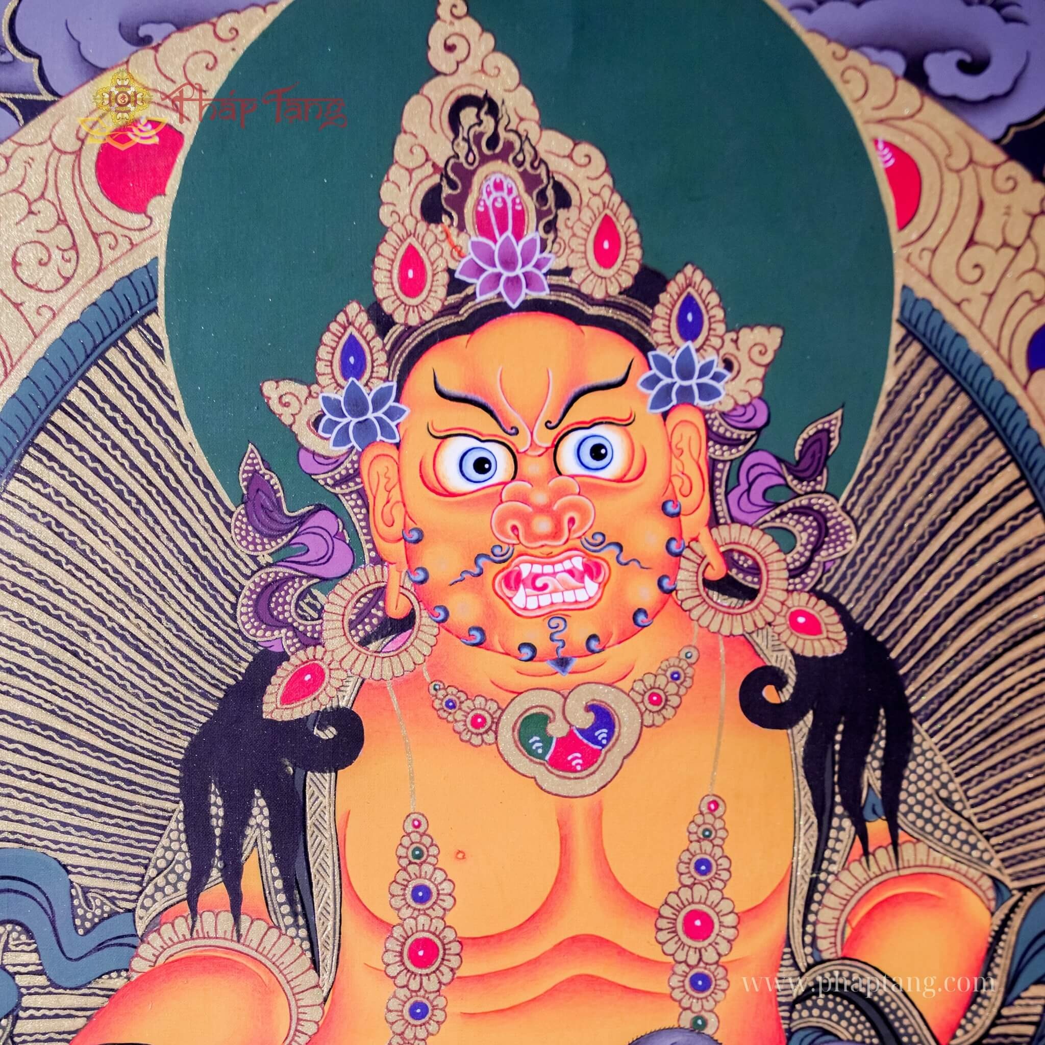 THANGKA BỒ TÁT HOÀNG THẦN TÀI NEPAL VẼ TAY KT 65X50CM