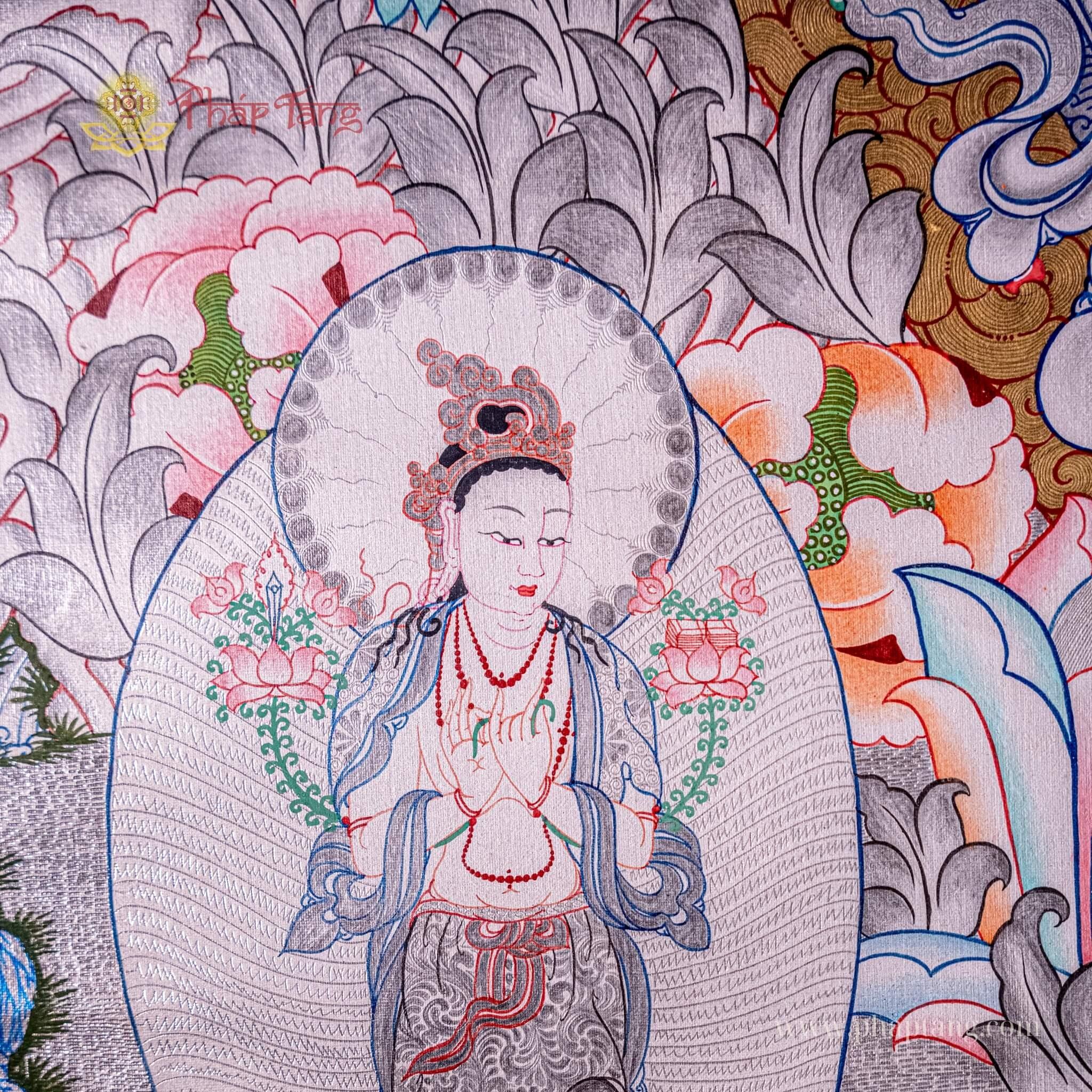 THANGKA THẬP NHẤT DIỆN QUAN ÂM DÁT BẠC KT 94X124CM