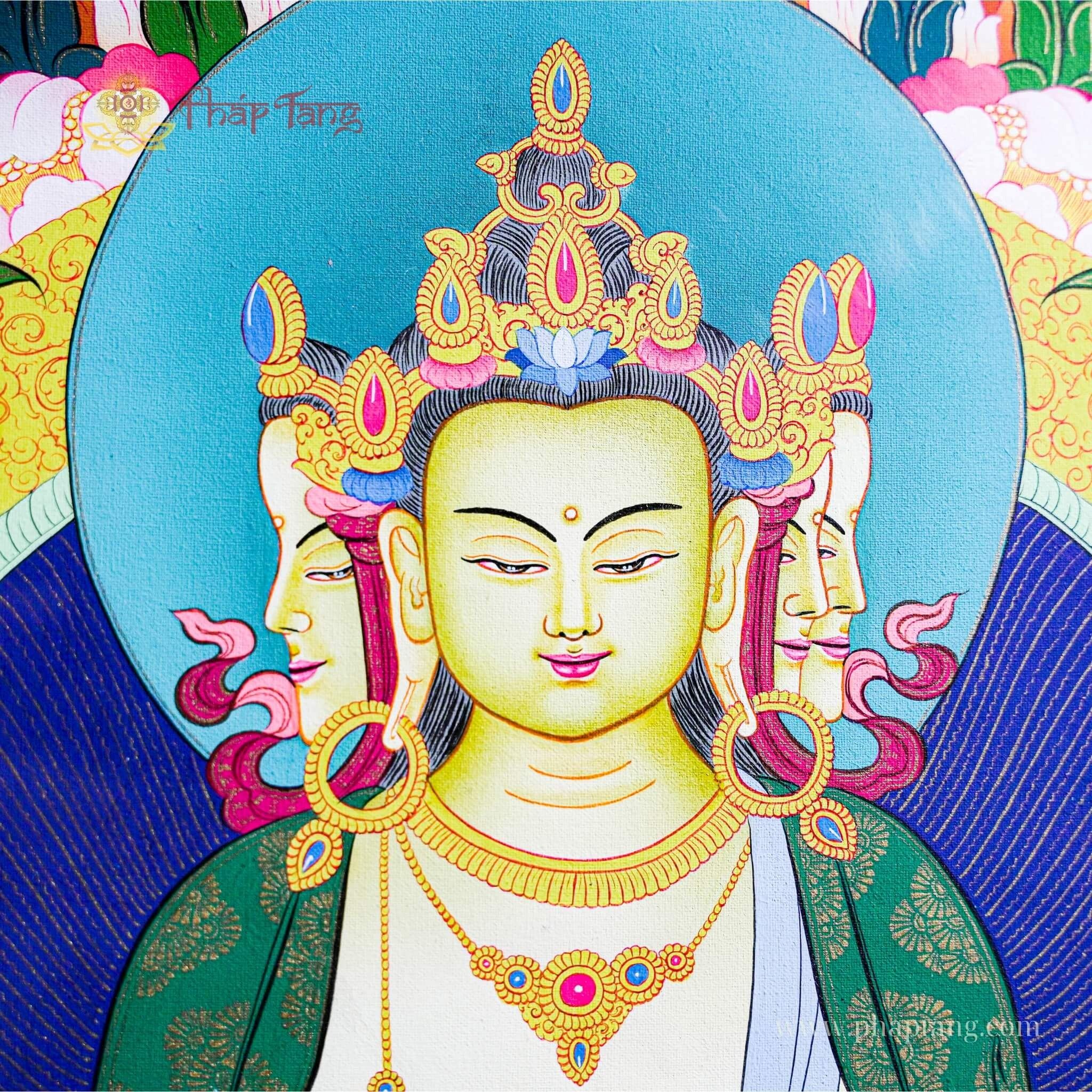 THANGKA ĐỨC PHẬT ĐẠI NHẬT NHƯ LẠI THỦ CÔNG VẼ TAY KT 78X63CM