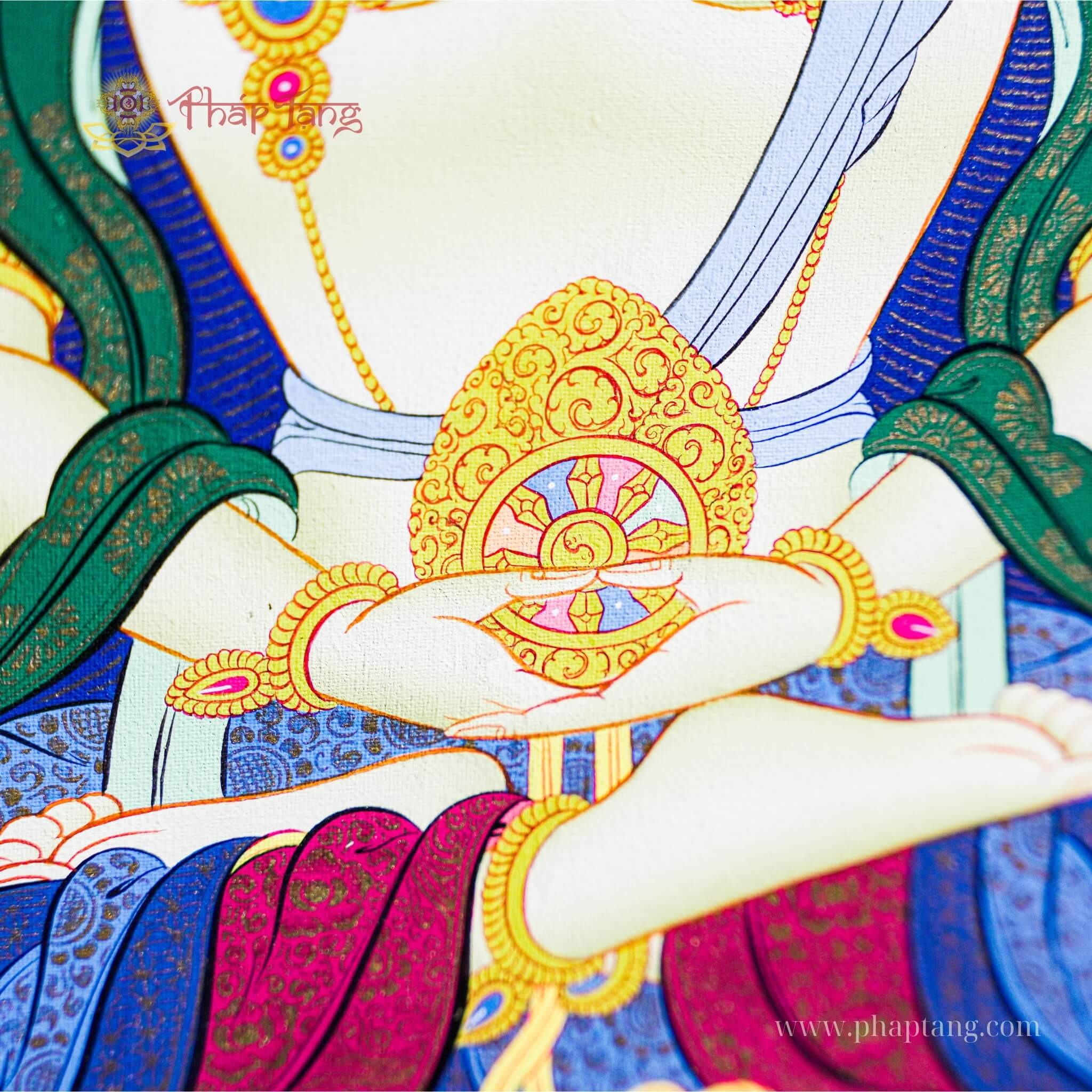 THANGKA ĐỨC PHẬT ĐẠI NHẬT NHƯ LẠI THỦ CÔNG VẼ TAY KT 78X63CM