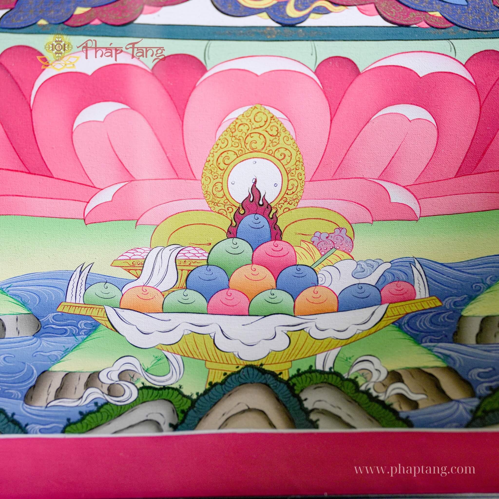 THANGKA ĐỨC PHẬT ĐẠI NHẬT NHƯ LẠI THỦ CÔNG VẼ TAY KT 78X63CM