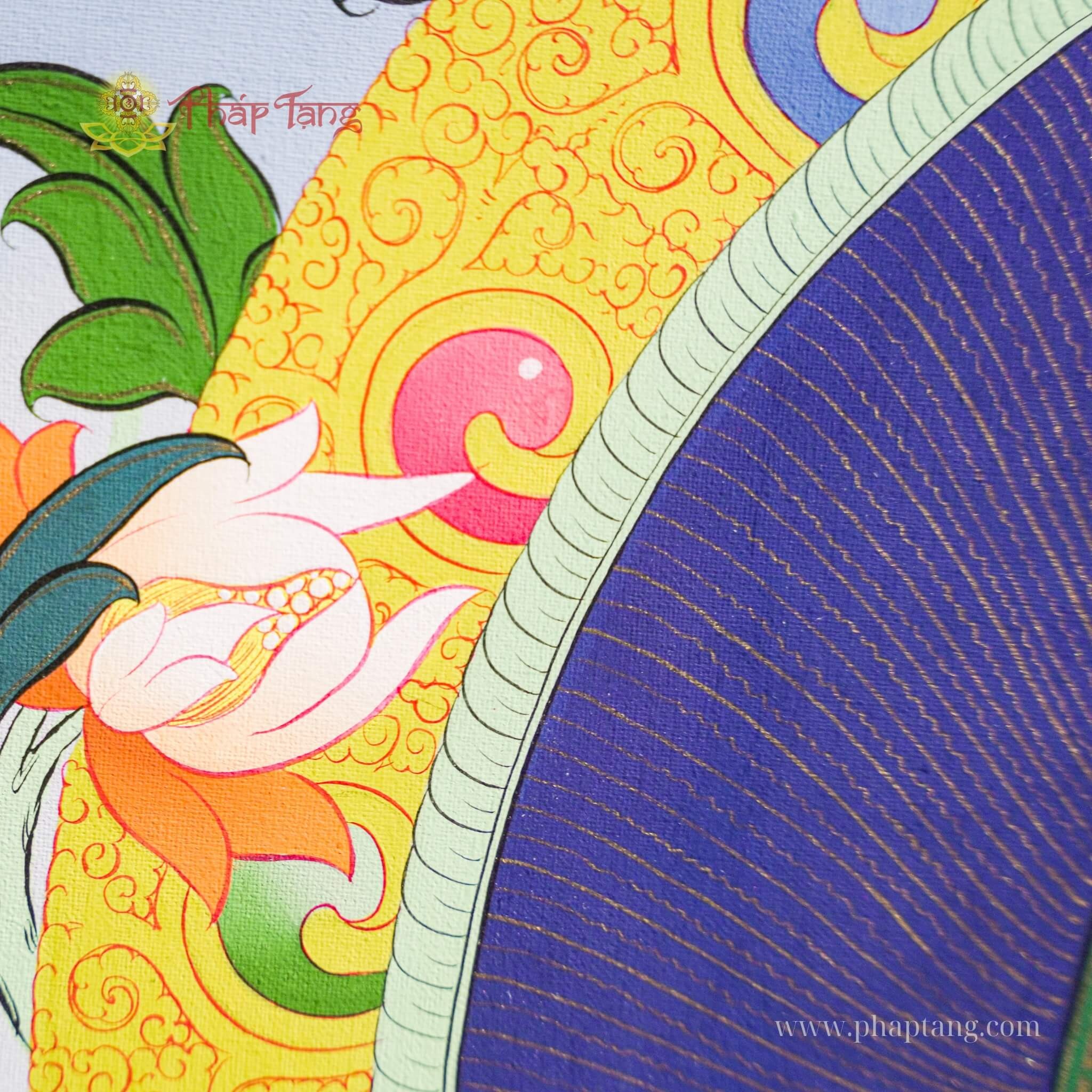 THANGKA ĐỨC PHẬT ĐẠI NHẬT NHƯ LẠI THỦ CÔNG VẼ TAY KT 78X63CM