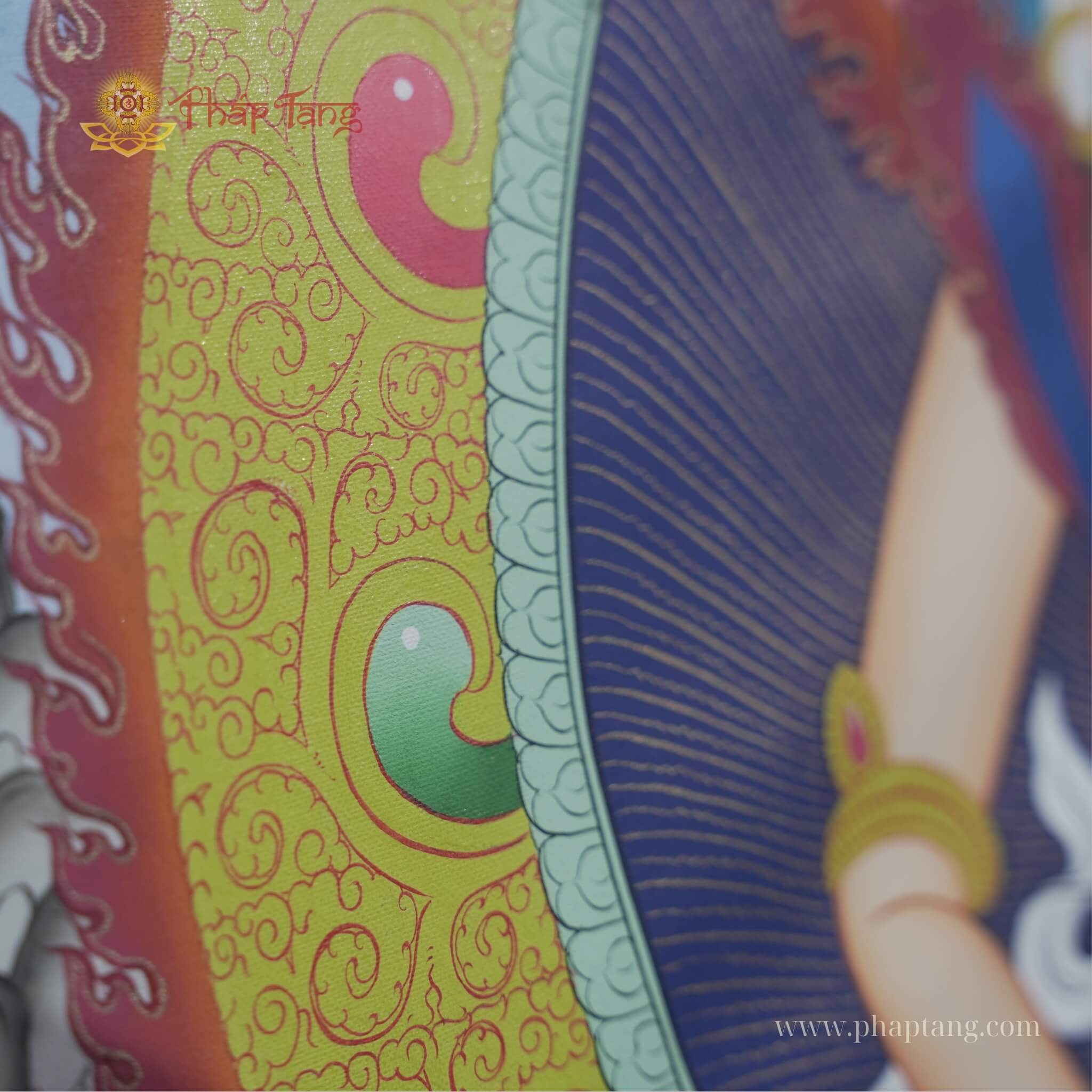 THANGKA BỒ TÁT HƯ KHÔNG TẠNG VẼ TAY THỦ CÔNG NEPAL KT 63X77CM