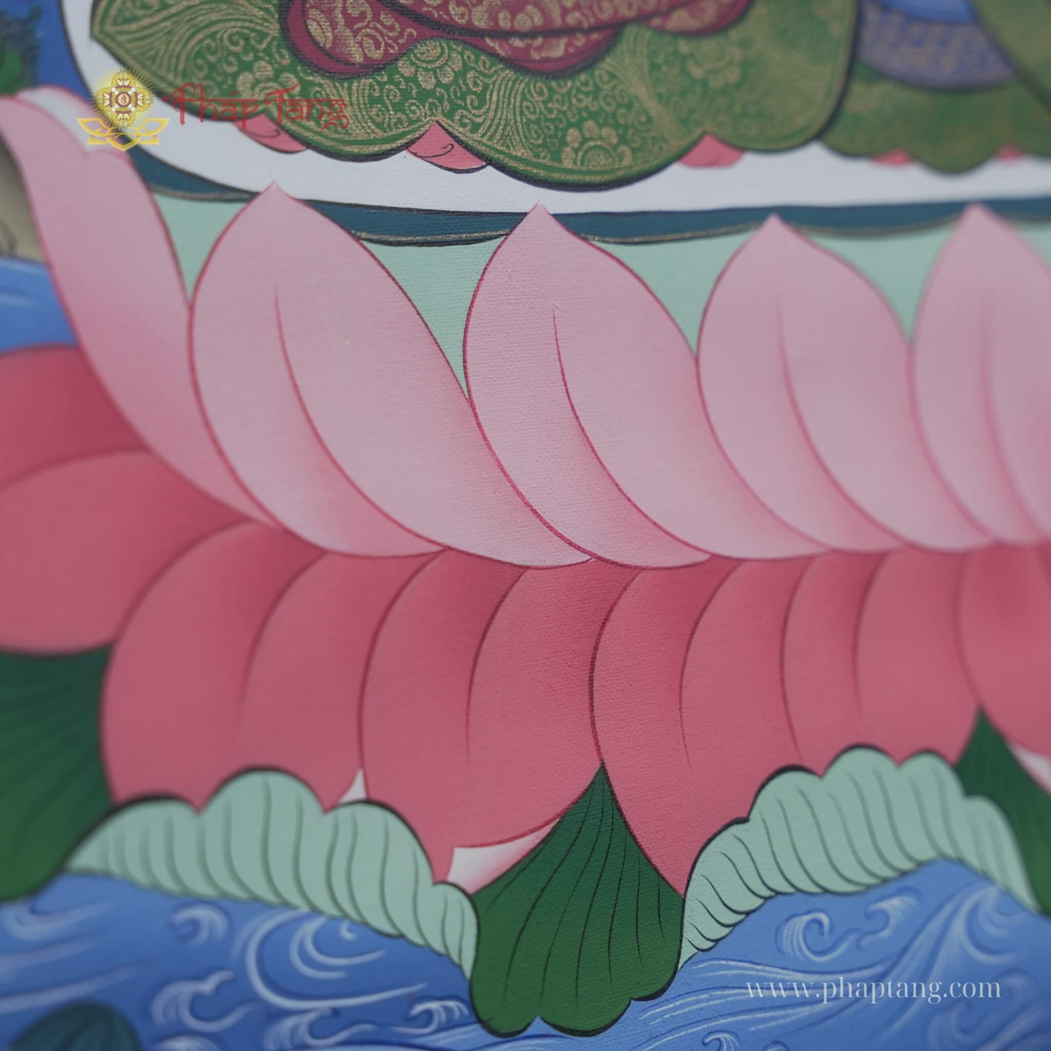 THANGKA BỒ TÁT HƯ KHÔNG TẠNG VẼ TAY THỦ CÔNG NEPAL KT 63X77CM