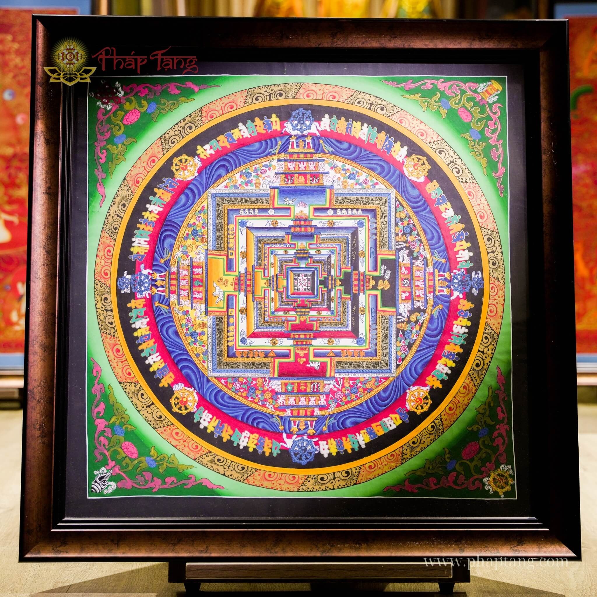 THANGKA MANDALA KALACHAKRA VẼ TAY THỦ CÔNG NEPAL 85*85cm