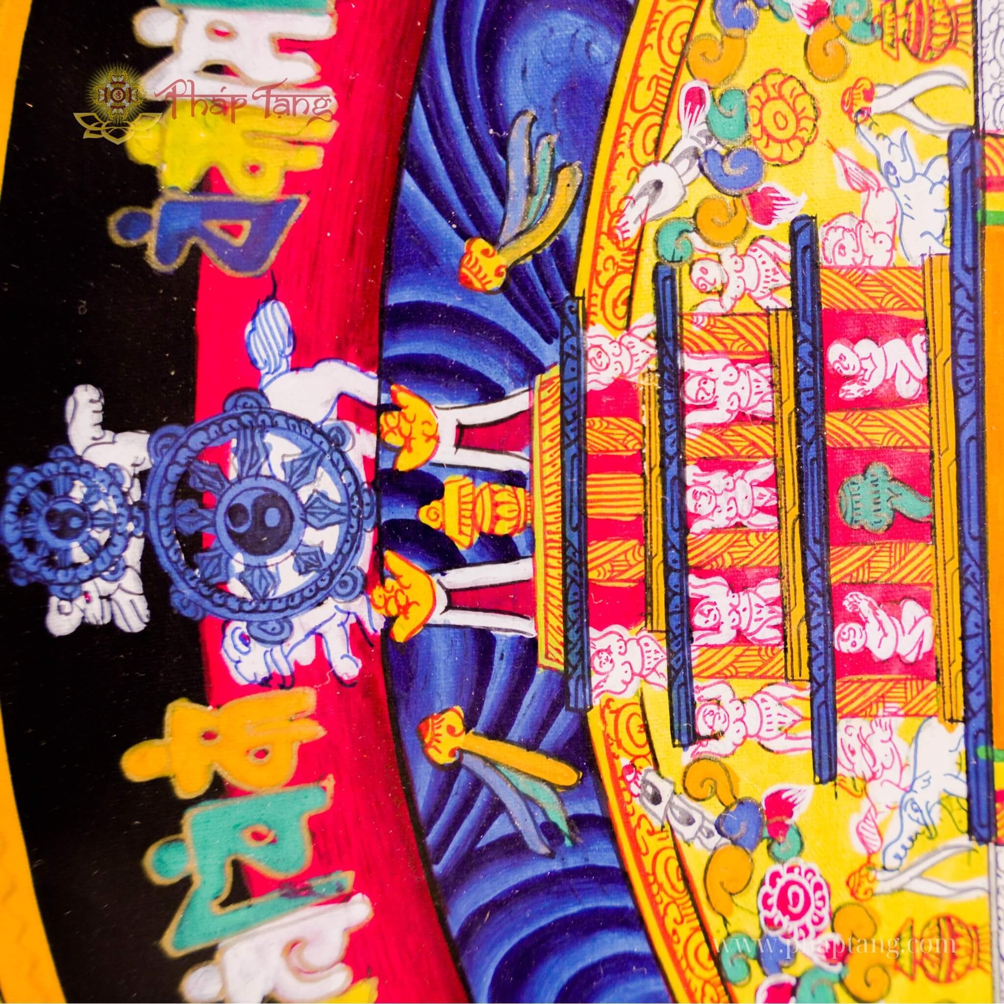 THANGKA MANDALA KALACHAKRA VẼ TAY THỦ CÔNG NEPAL 85*85cm