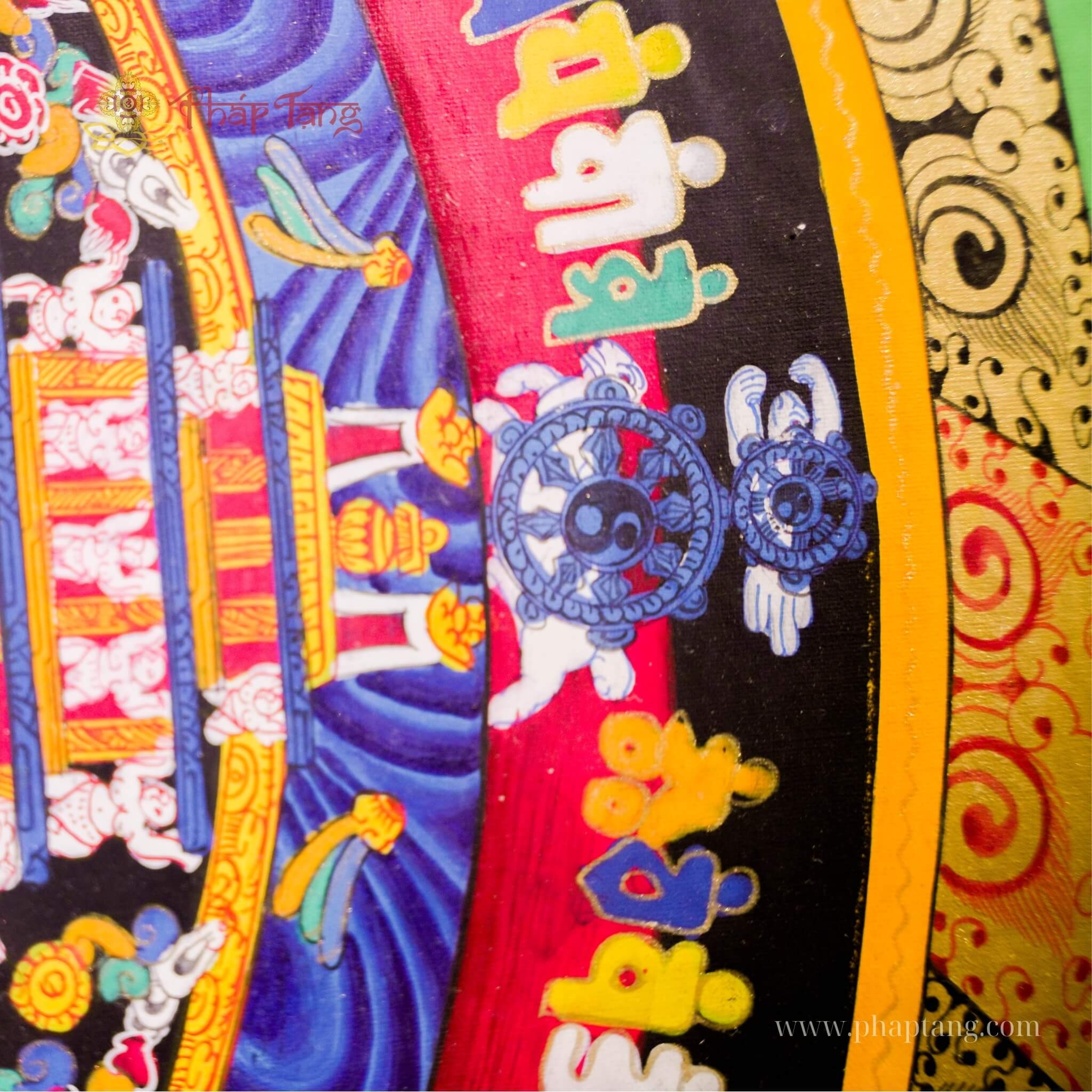 THANGKA MANDALA KALACHAKRA VẼ TAY THỦ CÔNG NEPAL 85*85cm