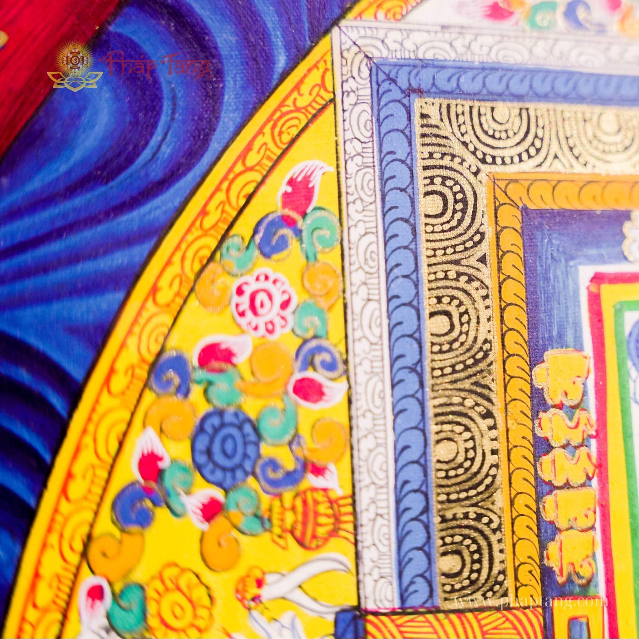 THANGKA MANDALA KALACHAKRA VẼ TAY THỦ CÔNG NEPAL 85*85cm