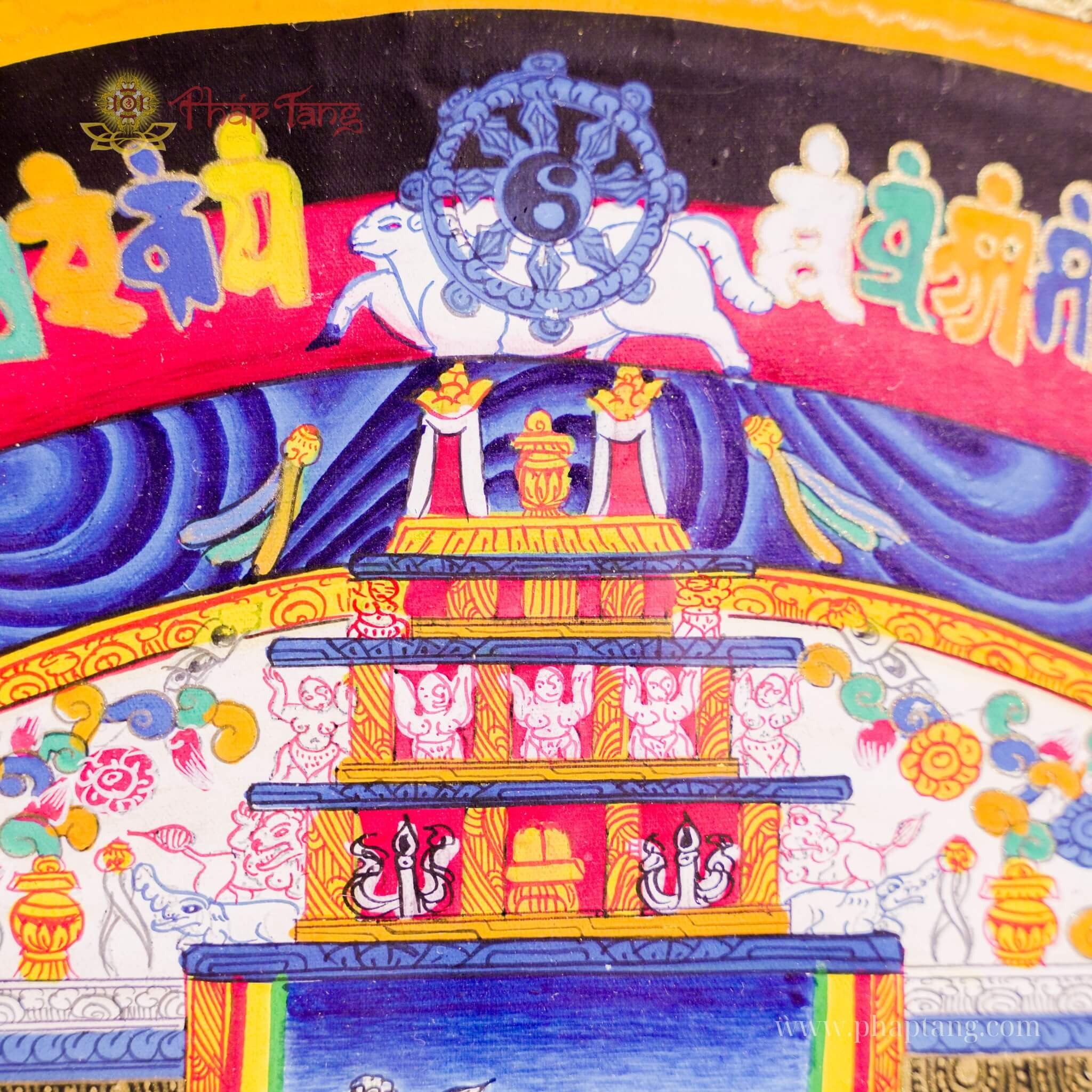 THANGKA MANDALA KALACHAKRA VẼ TAY THỦ CÔNG NEPAL 85*85cm