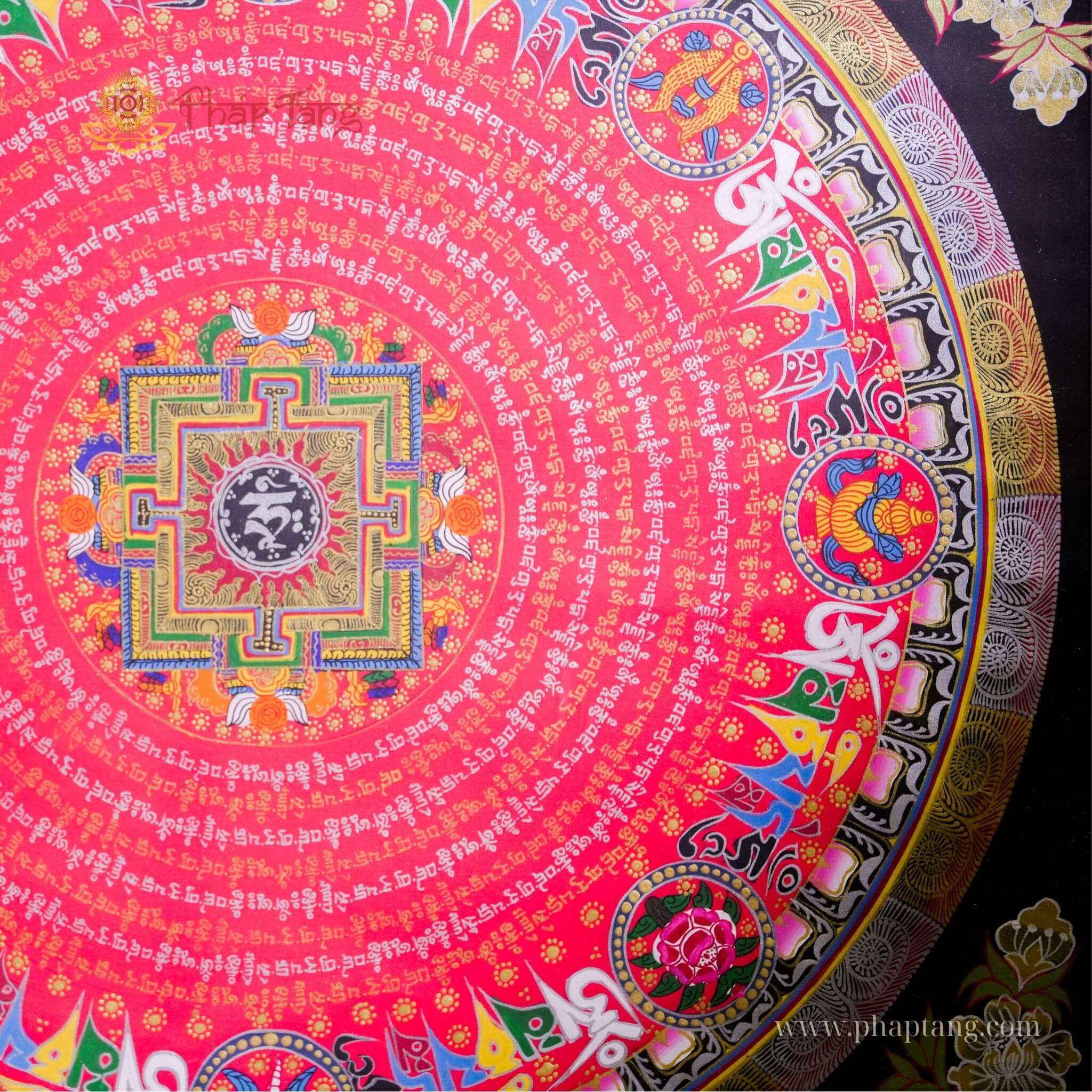 THANGKA MANDALA KALACHAKRA VẼ TAY THỦ CÔNG NEPAL KT 70X70cm