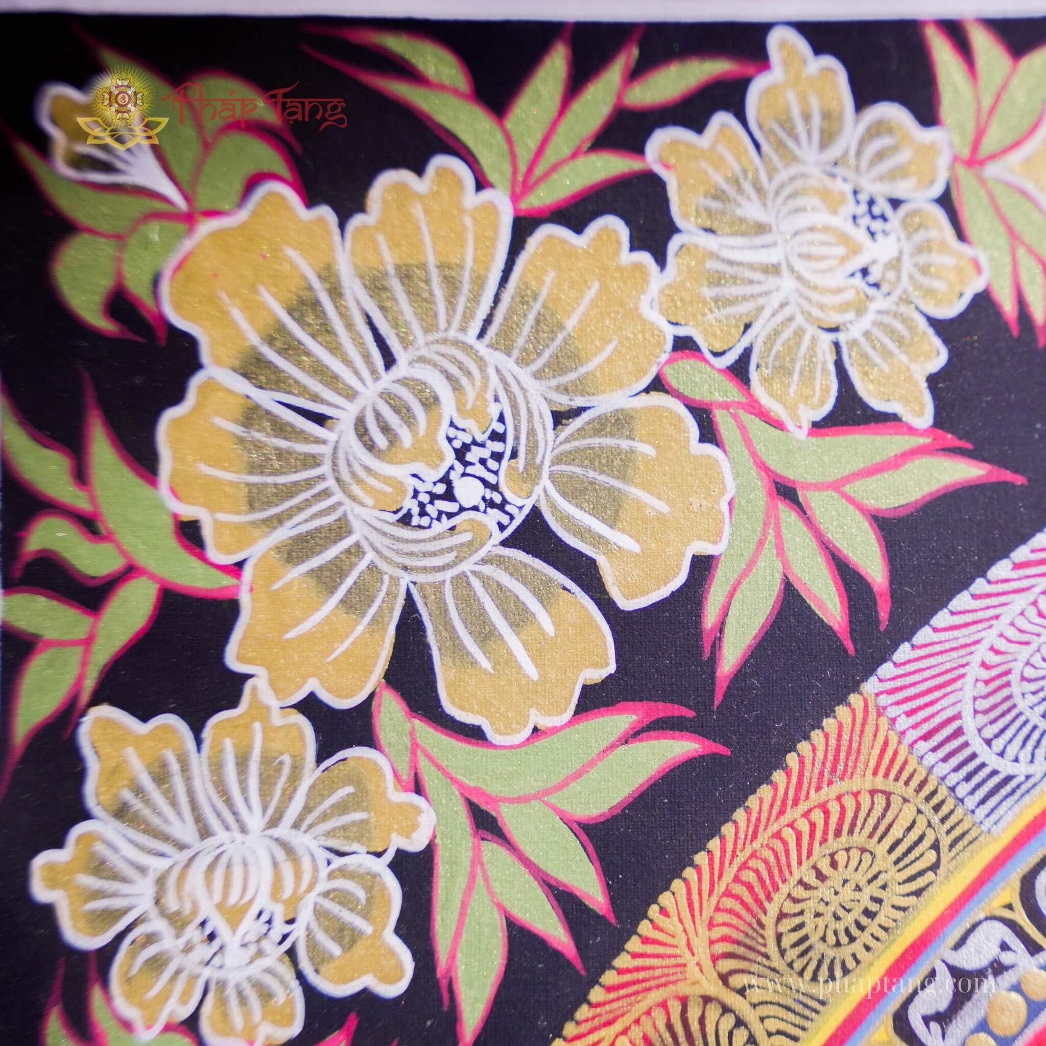 THANGKA MANDALA KALACHAKRA VẼ TAY THỦ CÔNG NEPAL KT 70X70cm