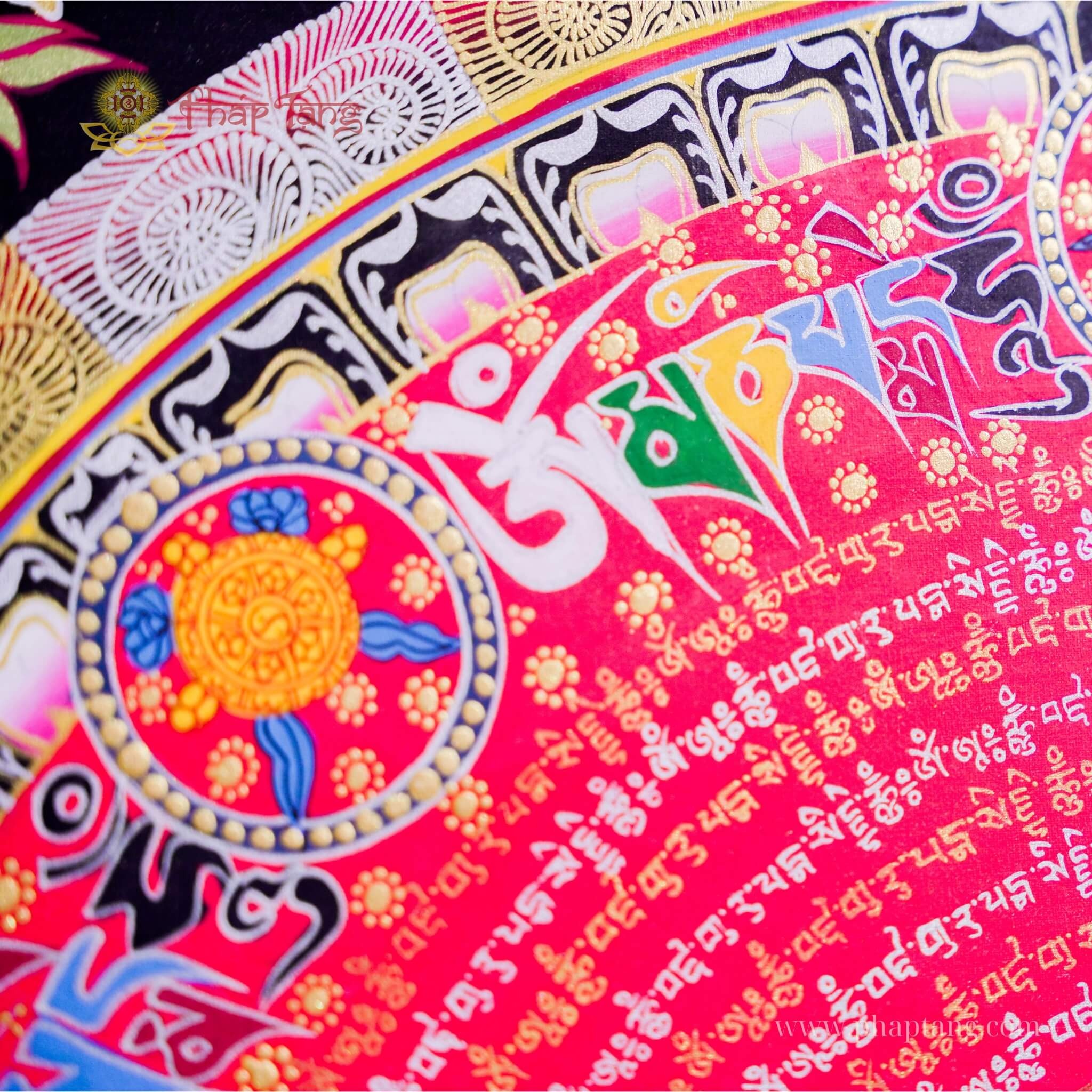 THANGKA MANDALA KALACHAKRA VẼ TAY THỦ CÔNG NEPAL KT 70X70cm