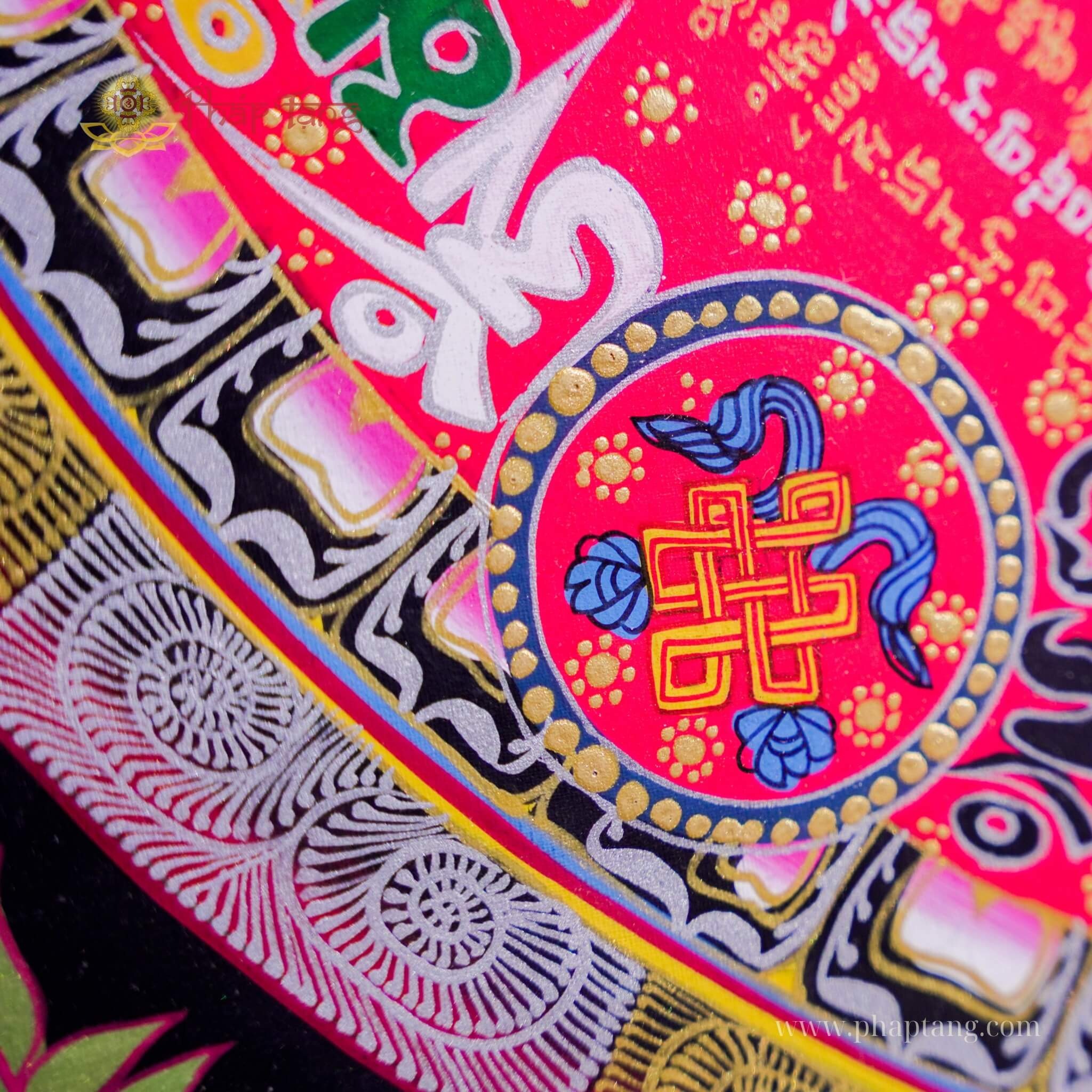 THANGKA MANDALA KALACHAKRA VẼ TAY THỦ CÔNG NEPAL KT 70X70cm