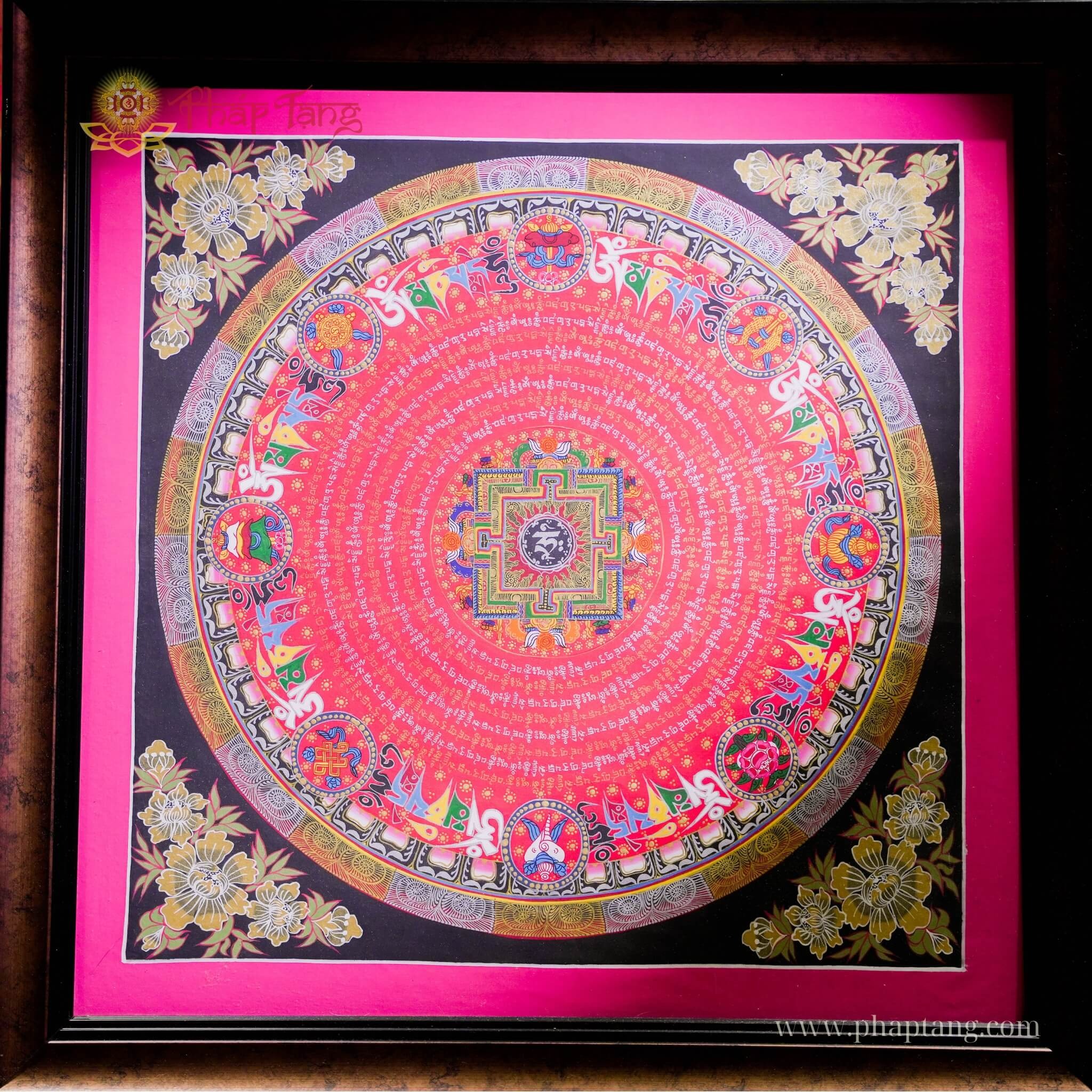 THANGKA MANDALA KALACHAKRA VẼ TAY THỦ CÔNG NEPAL KT 70X70cm