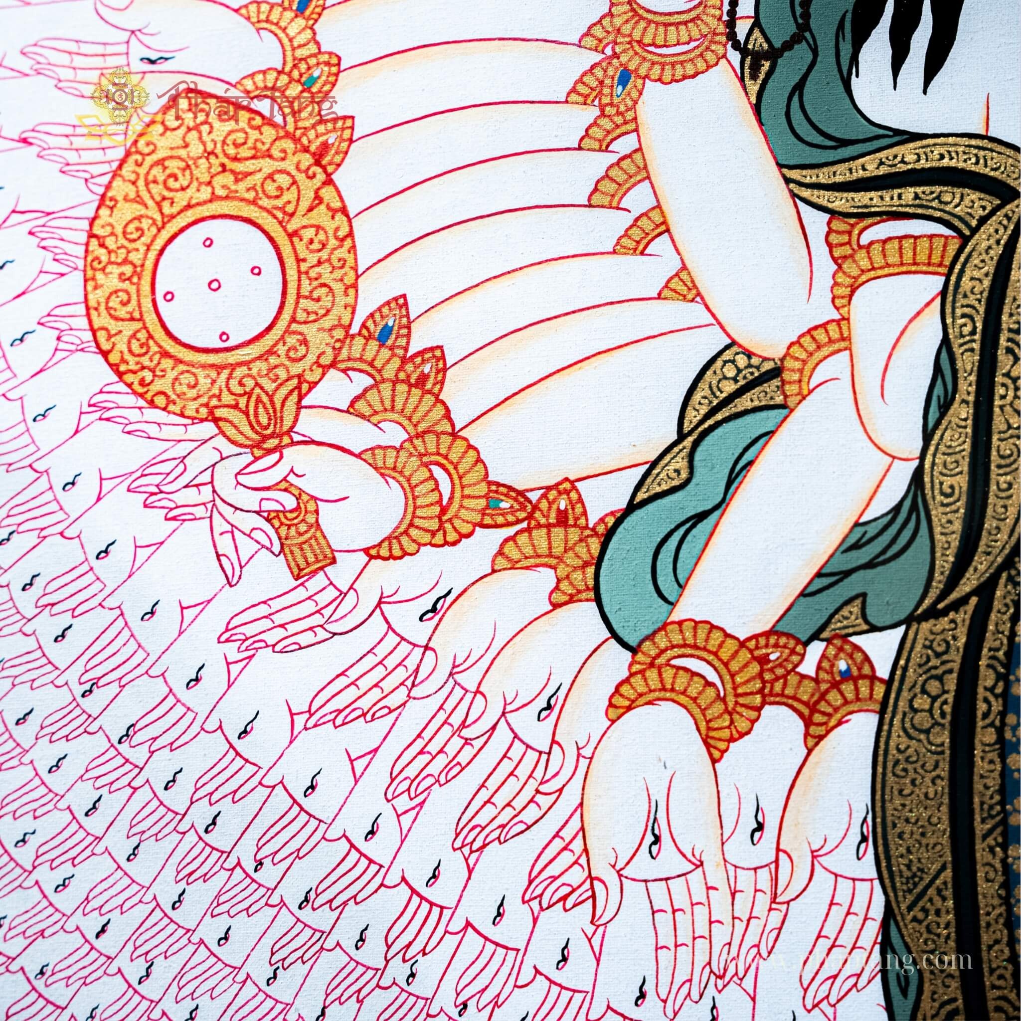 THANGKA BỒ TÁT QUAN ÂM THẬP NHẤT DIỆN KT 110X145cm