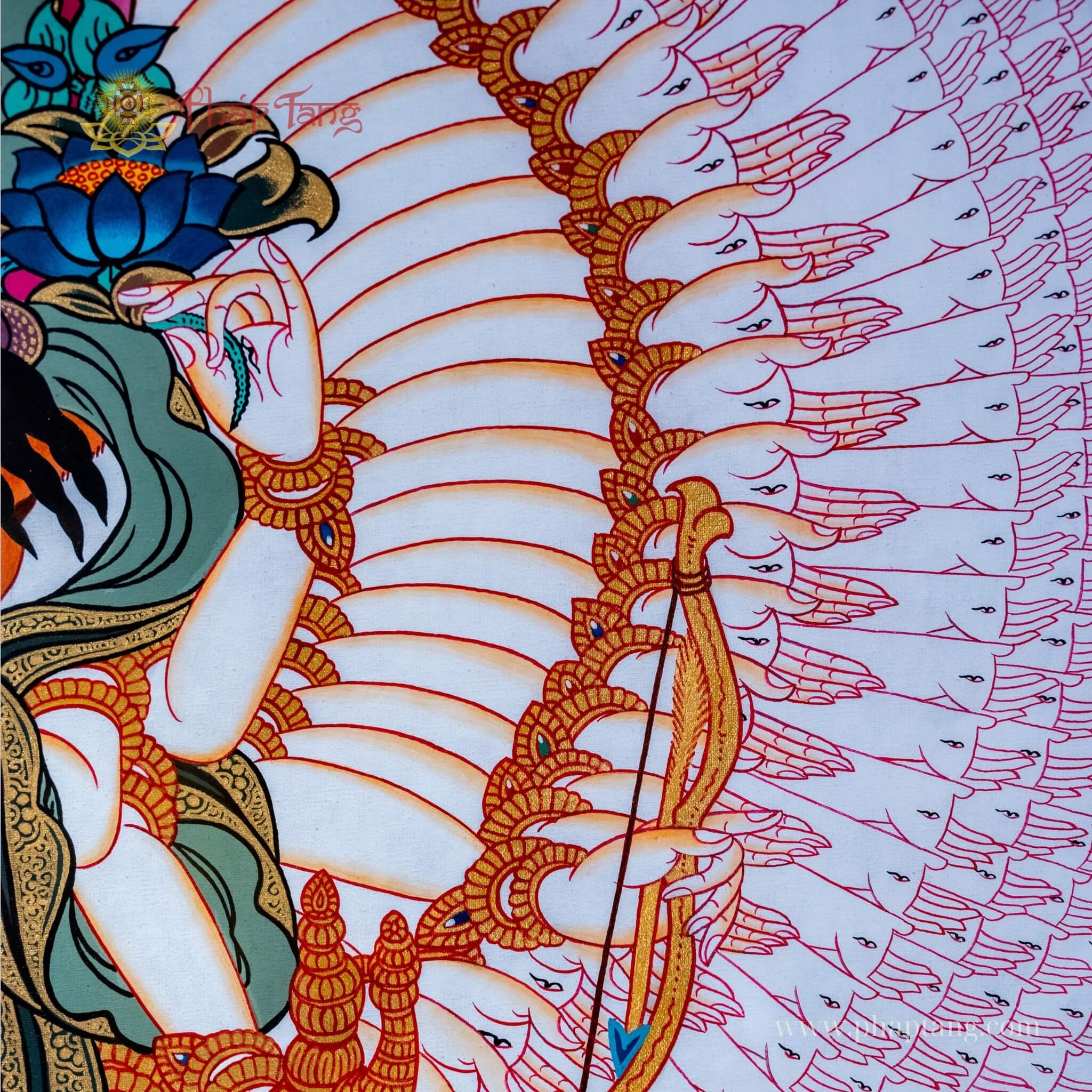 THANGKA BỒ TÁT QUAN ÂM THẬP NHẤT DIỆN KT 110X145cm