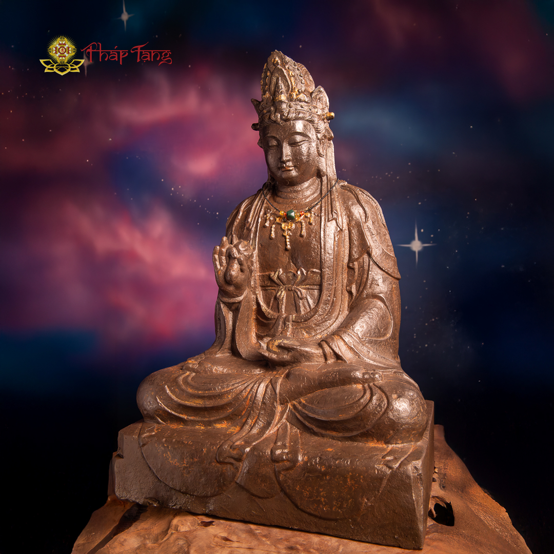 TƯỢNG BỒ TÁT ĐỊA TẠNG ĐÁ CỔ ẤN ĐỘ CAO 60CM