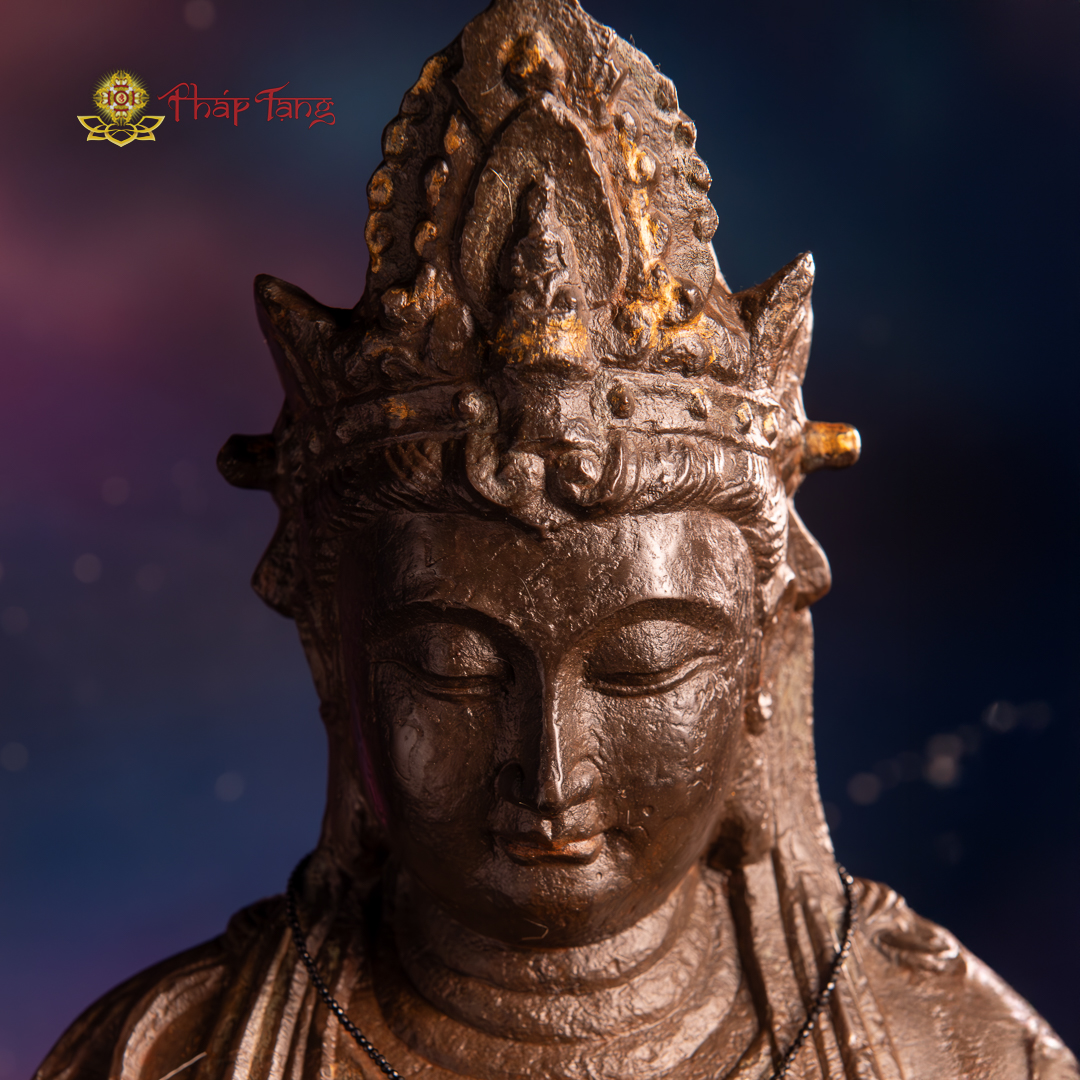 TƯỢNG BỒ TÁT ĐỊA TẠNG ĐÁ CỔ ẤN ĐỘ CAO 60CM