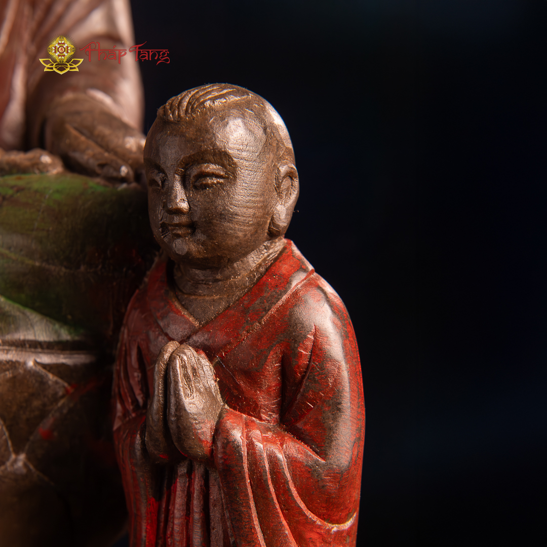 TƯỢNG BỒ TÁT QUAN ÂM ĐỒNG TỬ ĐÁ CỔ ẤN ĐỘ CAO 61CM