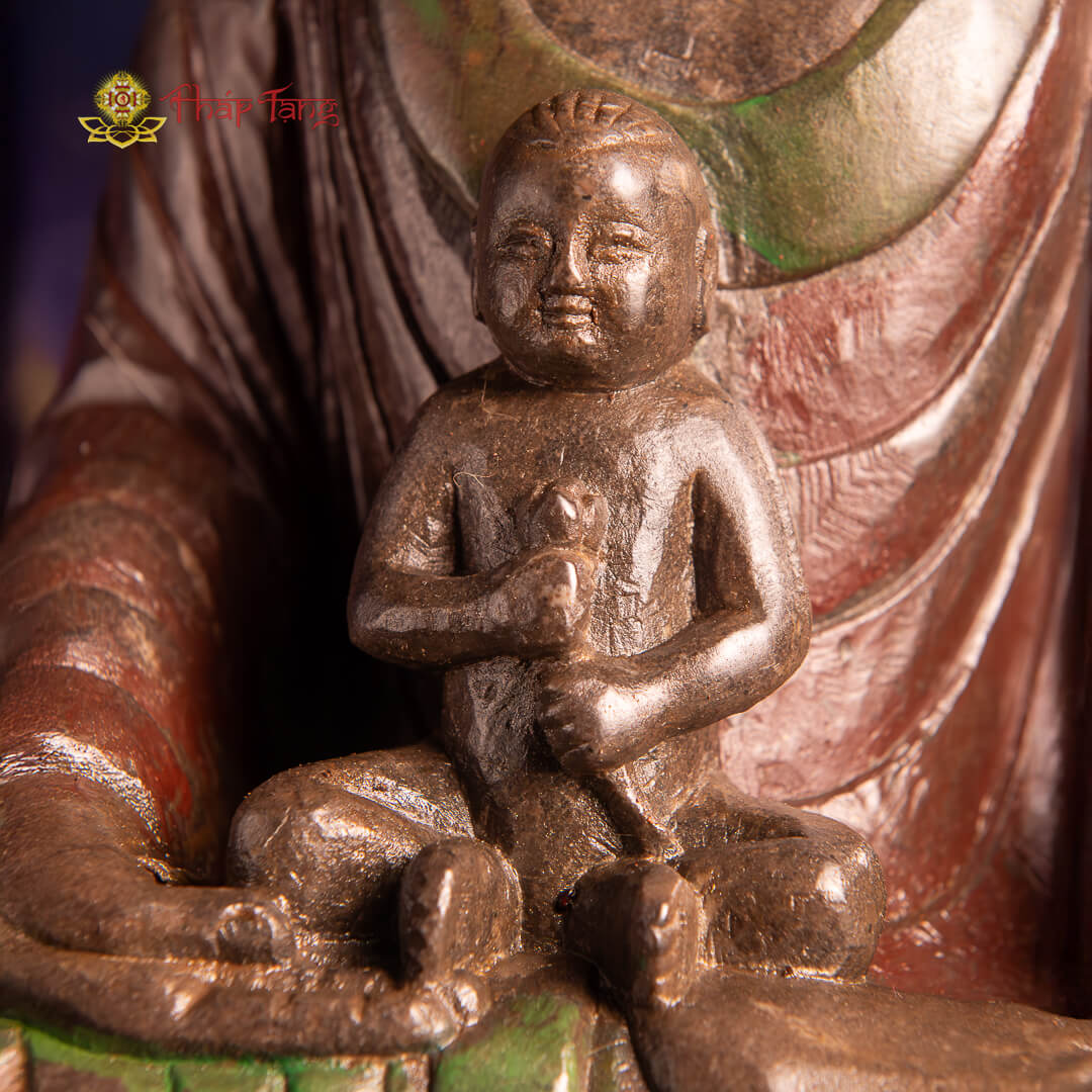 TƯỢNG BỒ TÁT QUAN ÂM ĐỒNG TỬ ĐÁ CỔ ẤN ĐỘ CAO 61CM