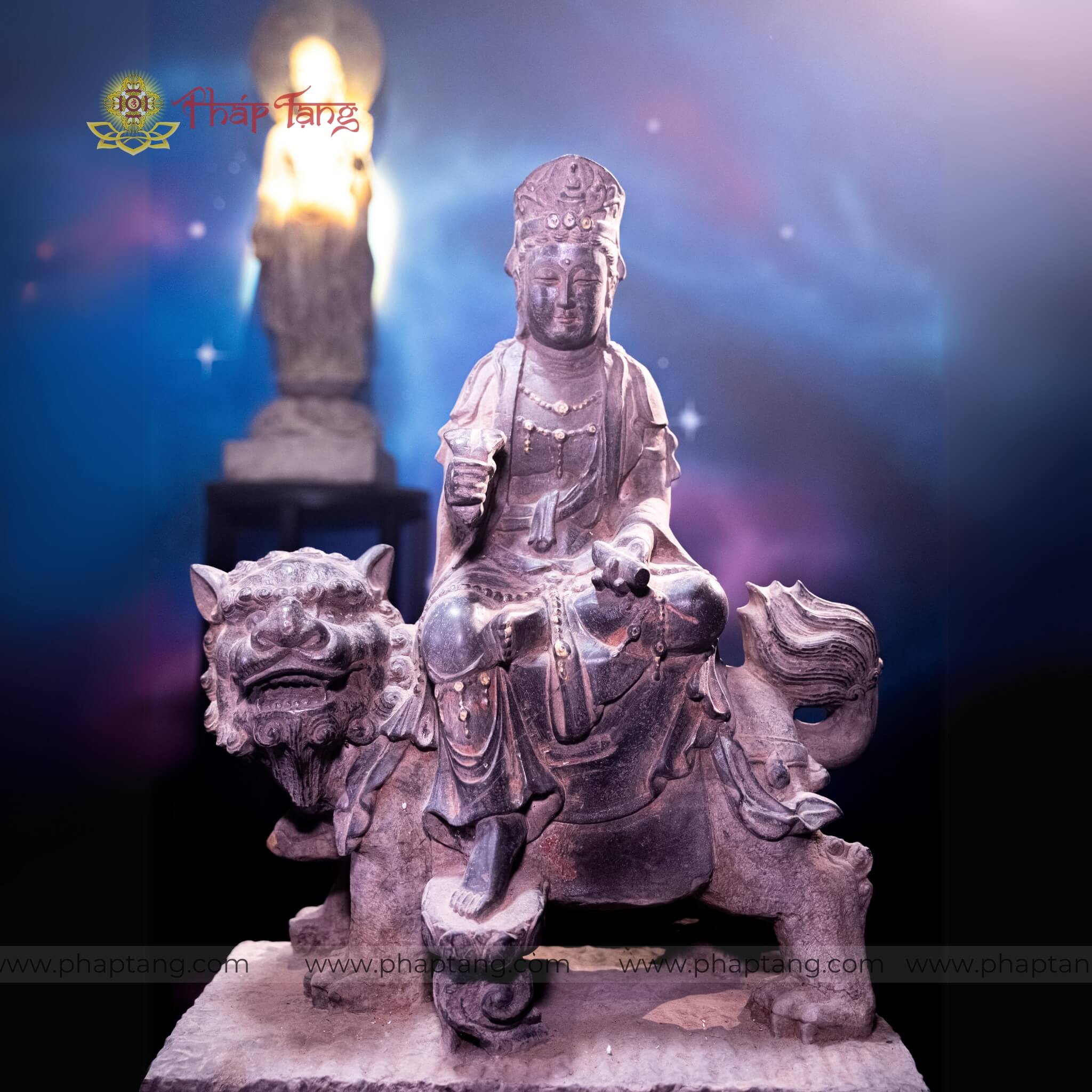 TƯỢNG BỒ TÁT VĂN THÙ ĐÁ CỔ ẤN ĐỘ CAO 67CM