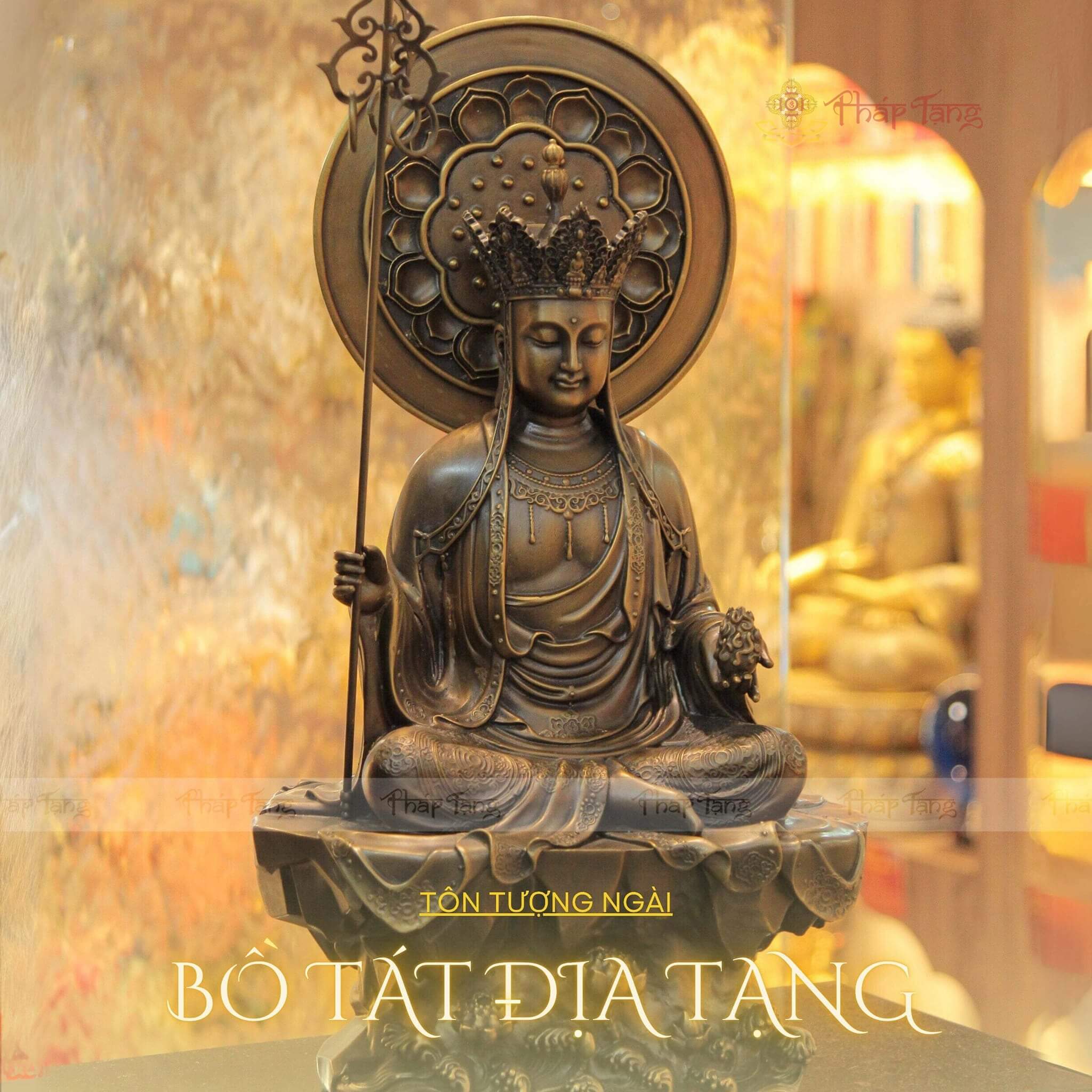 TÔN TƯỢNG ĐỊA TẠNG VƯƠNG BỒ TÁT ĐỒNG VN 50CM