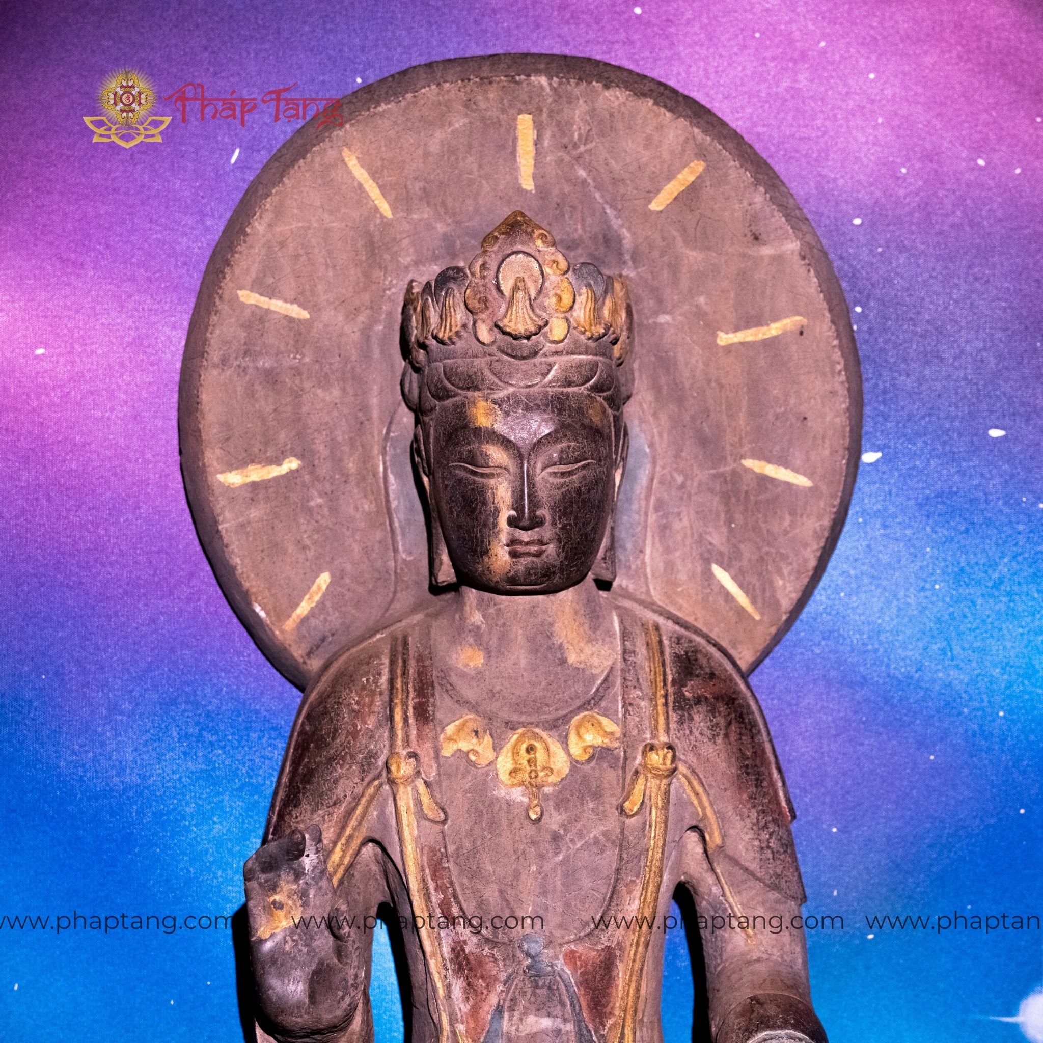 TƯỢNG ĐỨC BỔN SƯ HÀO QUANG ĐÁ CỔ ẤN ĐỘ CAO 68CM