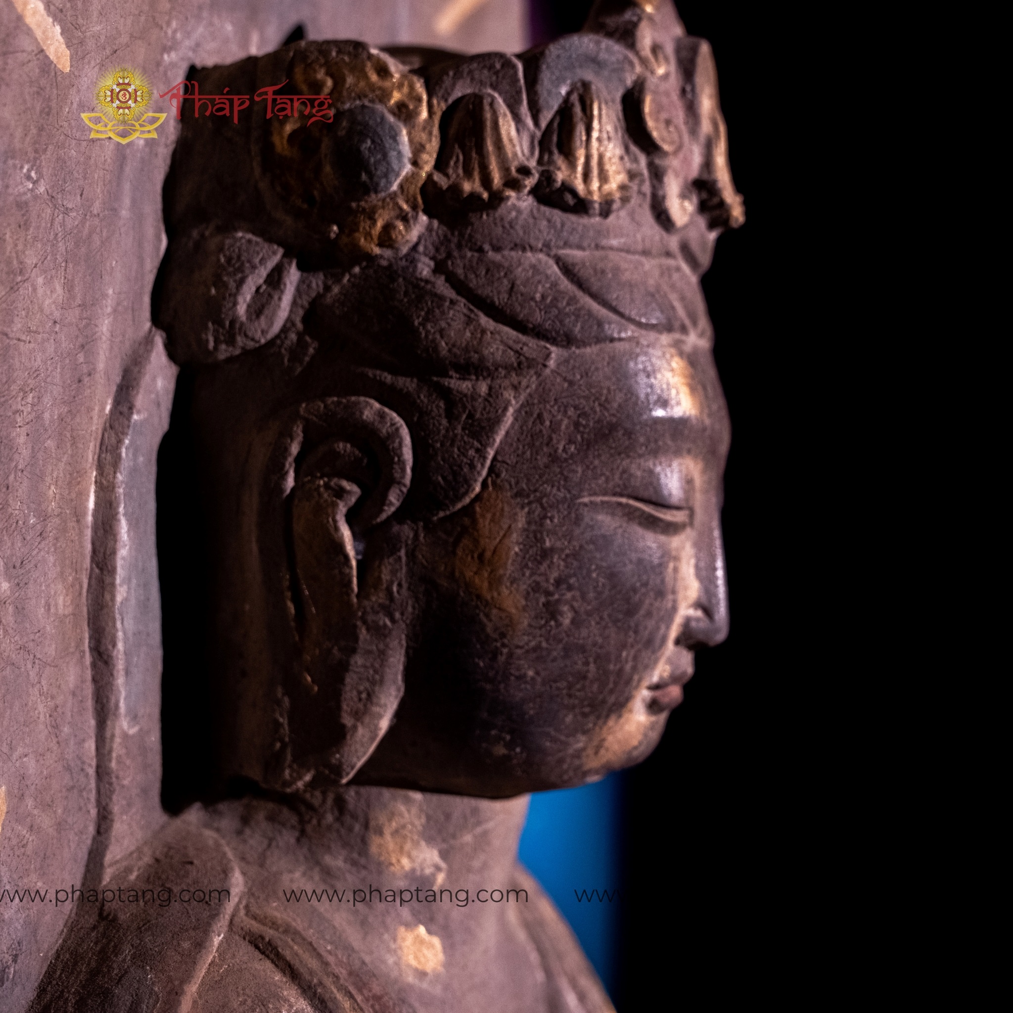 TƯỢNG ĐỨC BỔN SƯ HÀO QUANG ĐÁ CỔ ẤN ĐỘ CAO 68CM