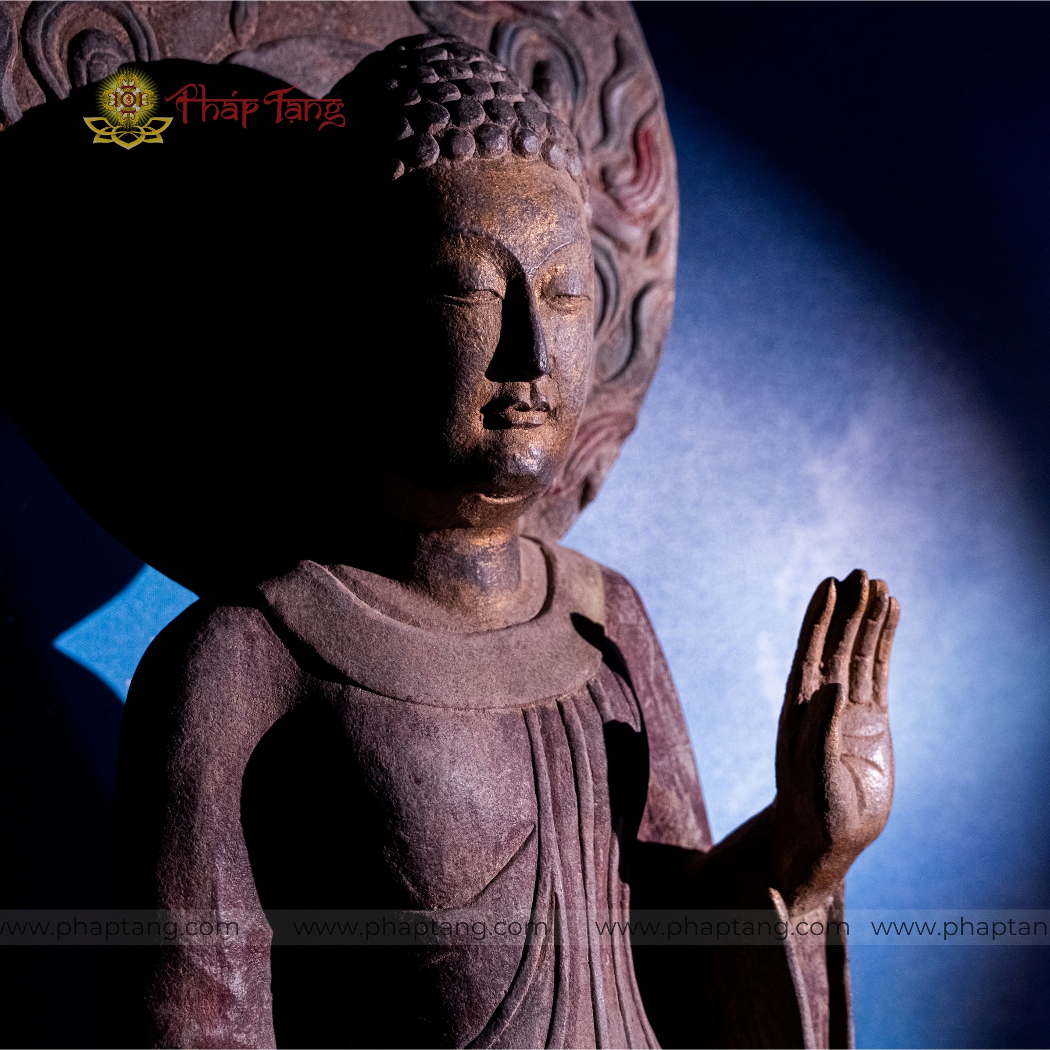 TƯỢNG ĐỨC TỪ PHỤ A DI ĐÀ DÁNG ĐỨNG ĐÁ CỔ ẤN ĐỘ CAO 105CM