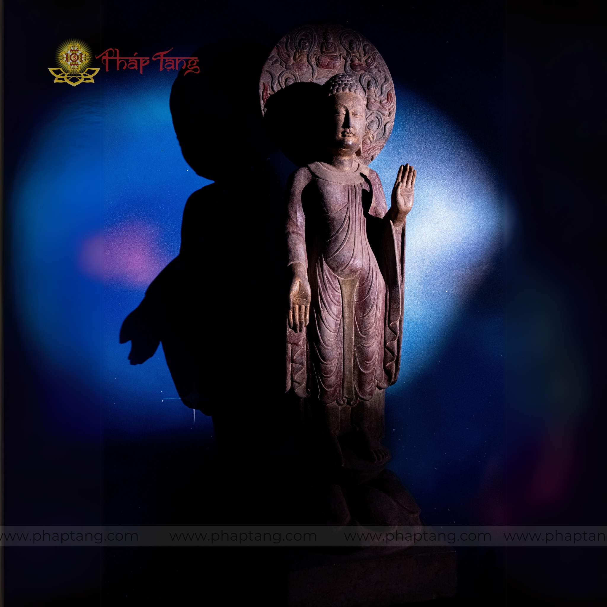 TƯỢNG ĐỨC TỪ PHỤ A DI ĐÀ DÁNG ĐỨNG ĐÁ CỔ ẤN ĐỘ CAO 105CM