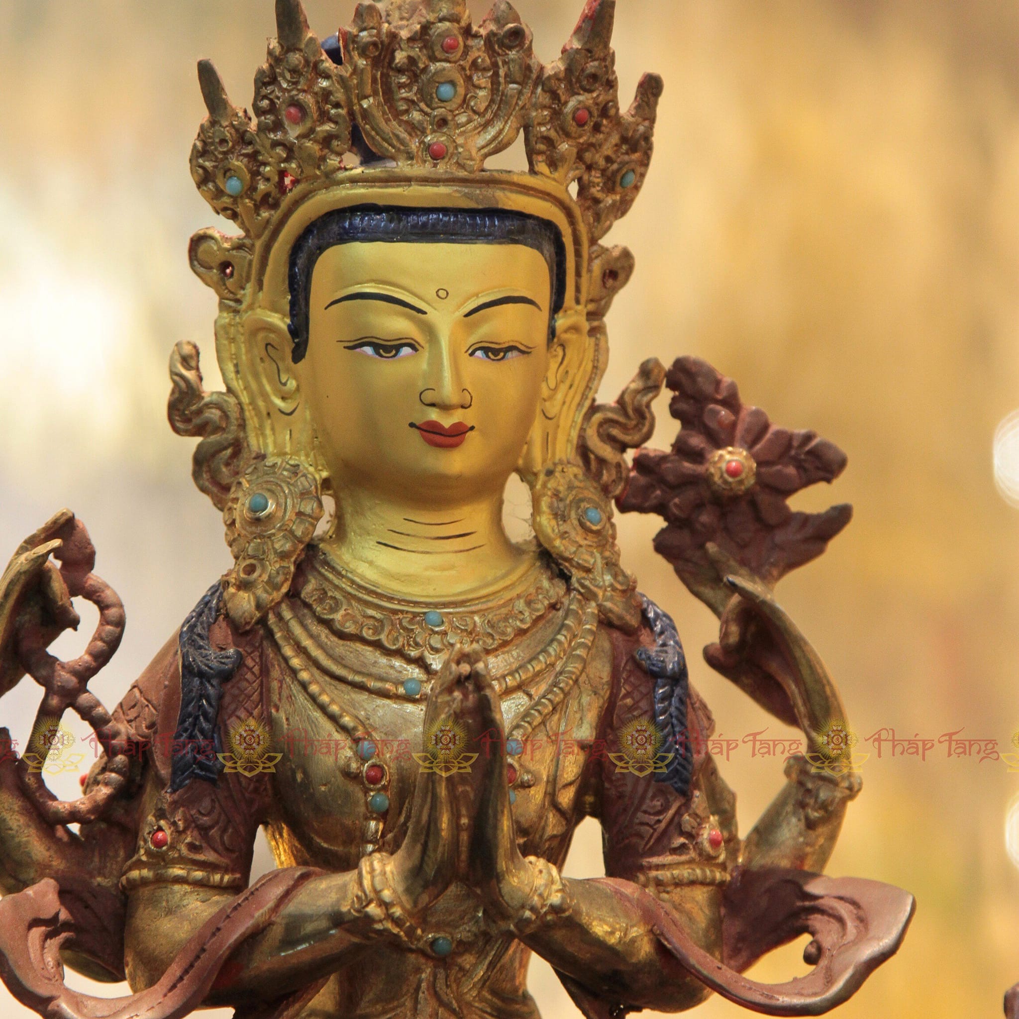 BỒ TÁT QUAN ÂM TỨ THỦ ĐỒNG NEPAL 33CM