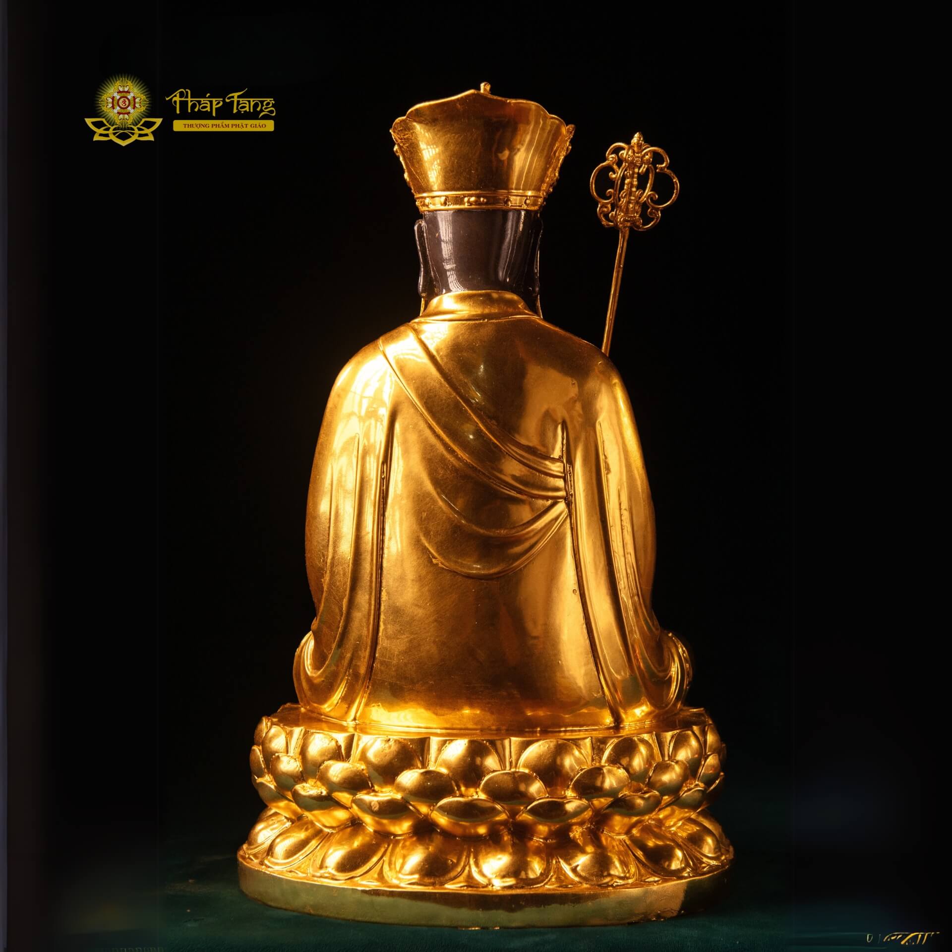 Tượng Địa Tạng Bồ Tát Đồng Đúc Mạ Vàng 24K Cao 42cm