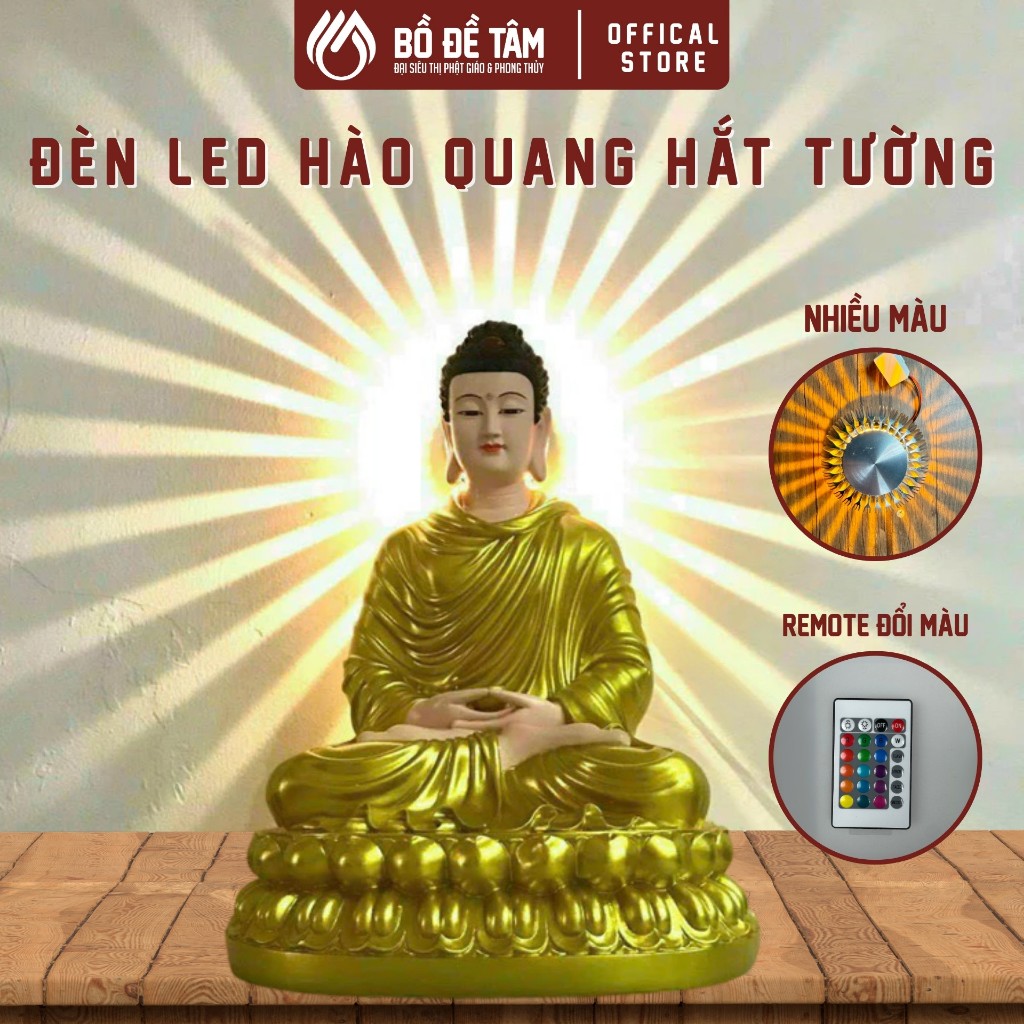 Đèn LED Hào Quang Mini DK 8cm (Vàng / Đổi Màu) - Trang Trí Bàn Thờ Phật [Nhiều Màu + Remote] - Không gian bài trí trang nghiêm thanh tịnh - Siêu Thị Đại Bồ Đề Tâm