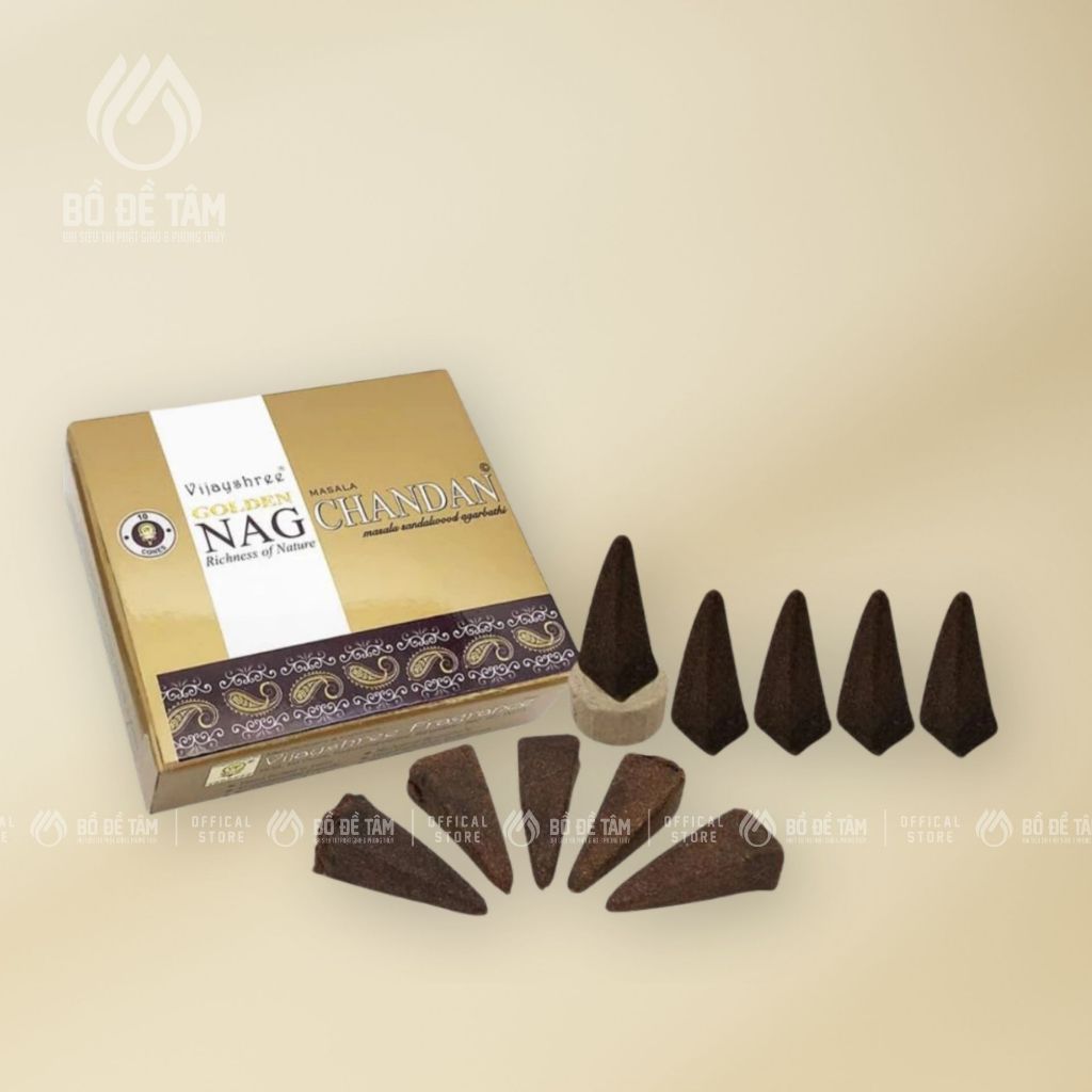 Nhang Trầm Nụ Ấn Độ Nag Golden Chandan Masala (Hộp 10 Nụ)