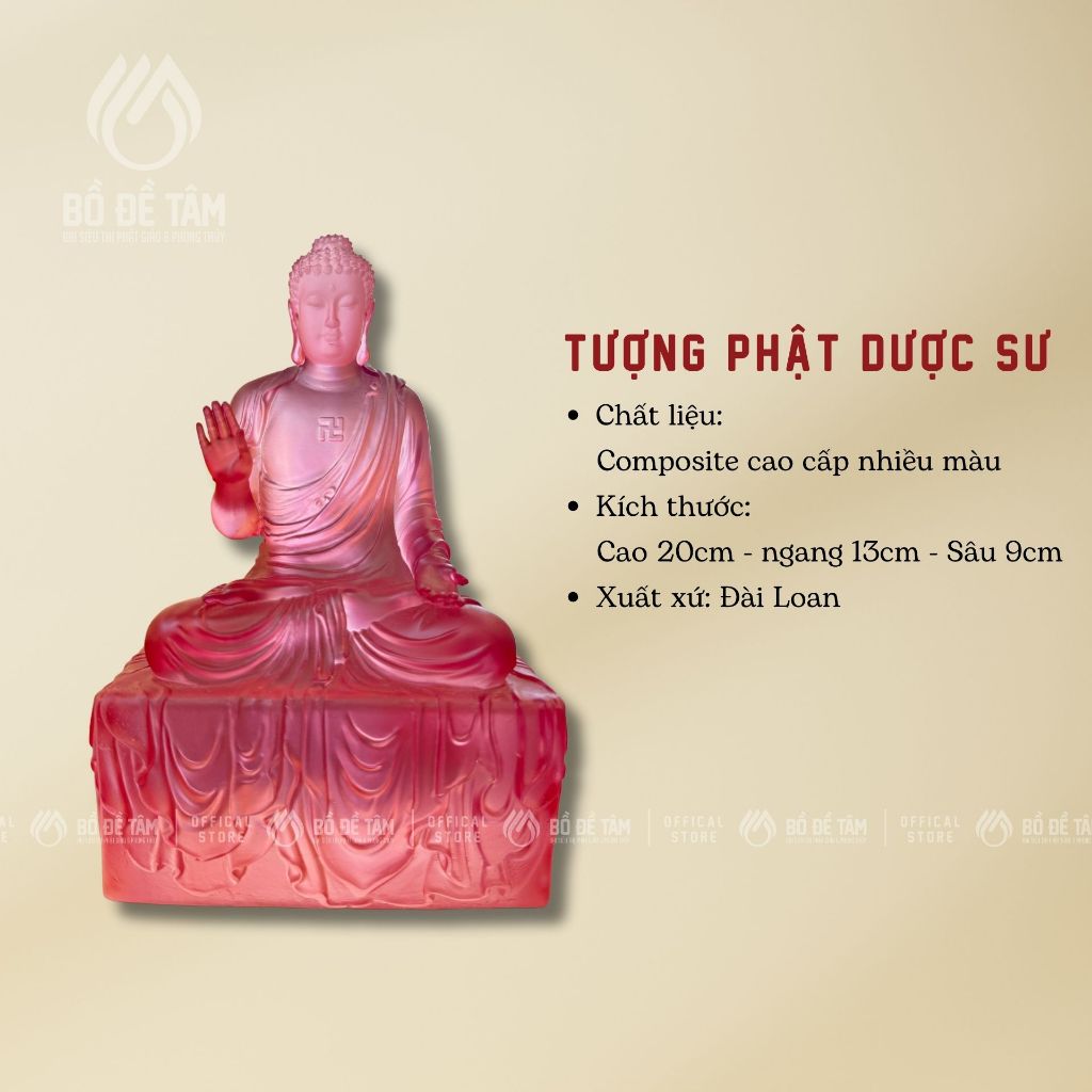 Tượng Phật Dược Sư Lưu Ly Nhiều Màu (Composite) | Siêu thị Bồ Đề Tâm - Không gian bài trí trang nghiêm thanh tịnh - Siêu Thị Đại Bồ Đề Tâm