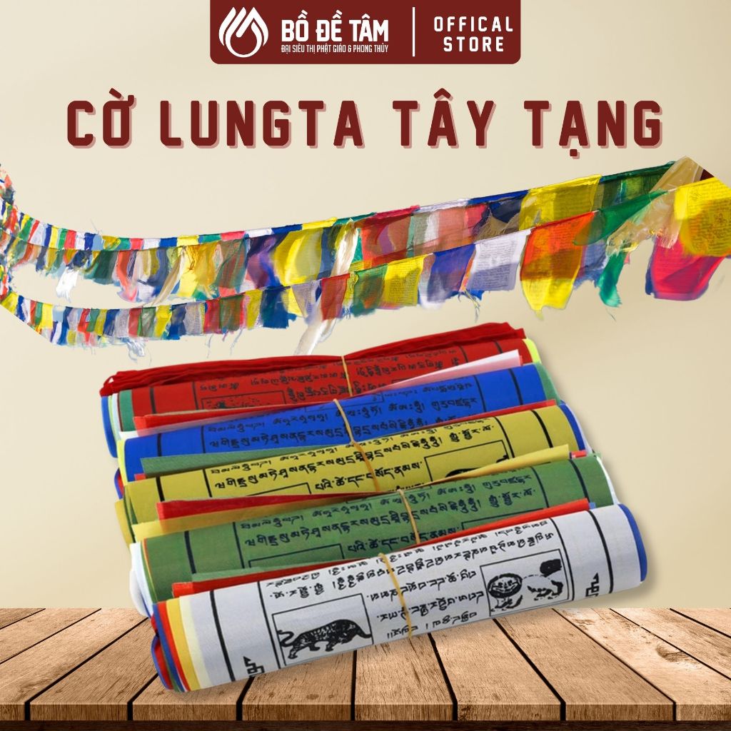 Cờ Lungta Tây Tạng, Cờ Phong Mã Cầu Nguyện Bình An 8.5m, 25 Lá, Vải Cotton | Siêu Thị Bồ Đề Tâm - Không gian bài trí trang nghiêm thanh tịnh - Siêu Thị Đại Bồ Đề Tâm