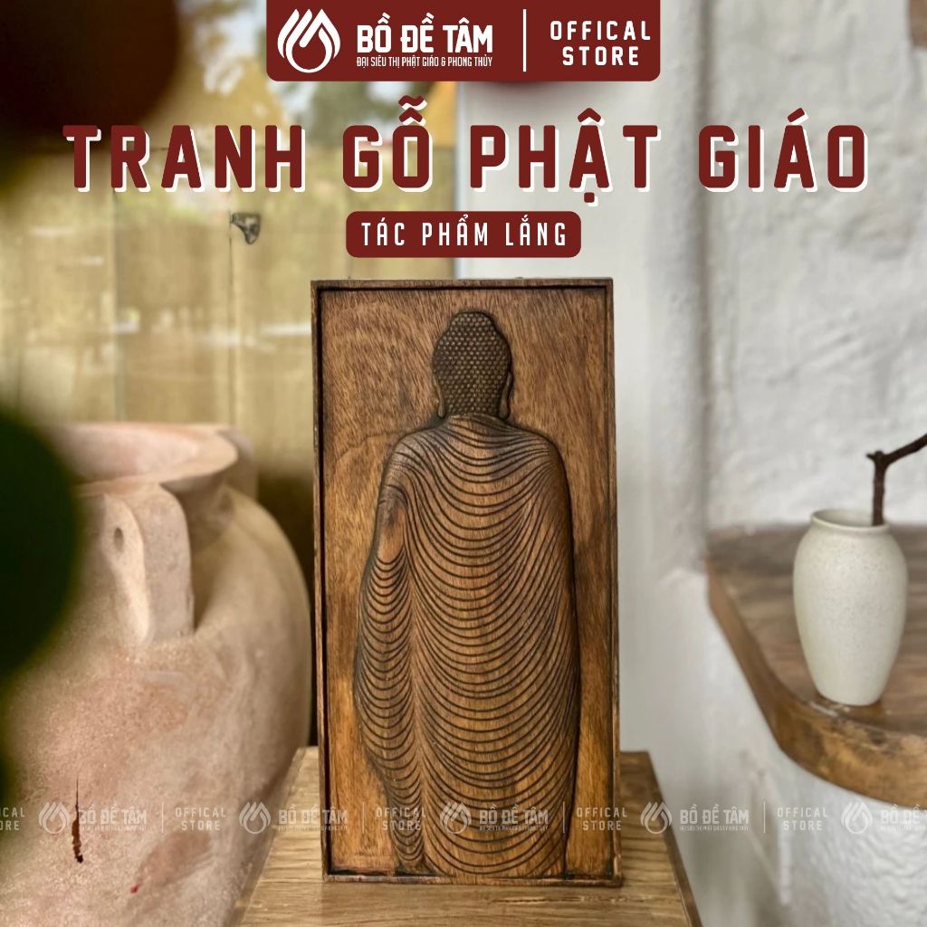 Tranh Gỗ Lắng 20x40cm Treo Tường | Tác Phẩm Nội Quán Thiền Định – Gỗ Gõ – Siêu Thị Bồ Đề Tâm - Không gian bài trí trang nghiêm thanh tịnh - Siêu Thị Đại Bồ Đề Tâm