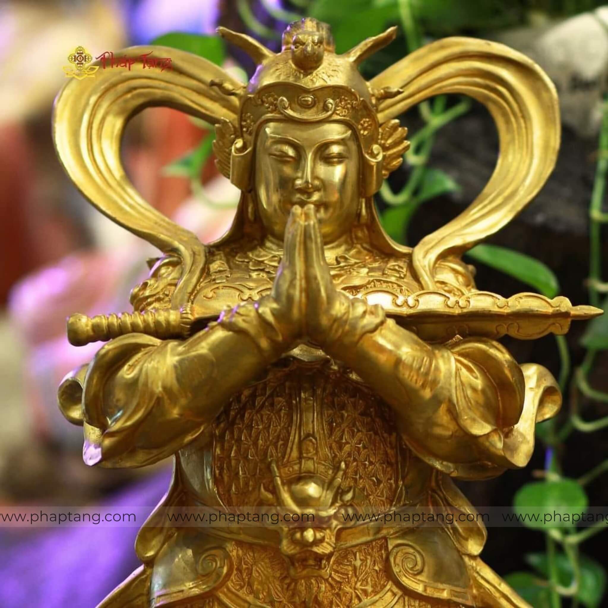 TÔN TƯỢNG HỘ PHÁP VI ĐÀ TÔN THIÊN BỒ TÁT ĐỒNG VÀNG CŨ 60CM