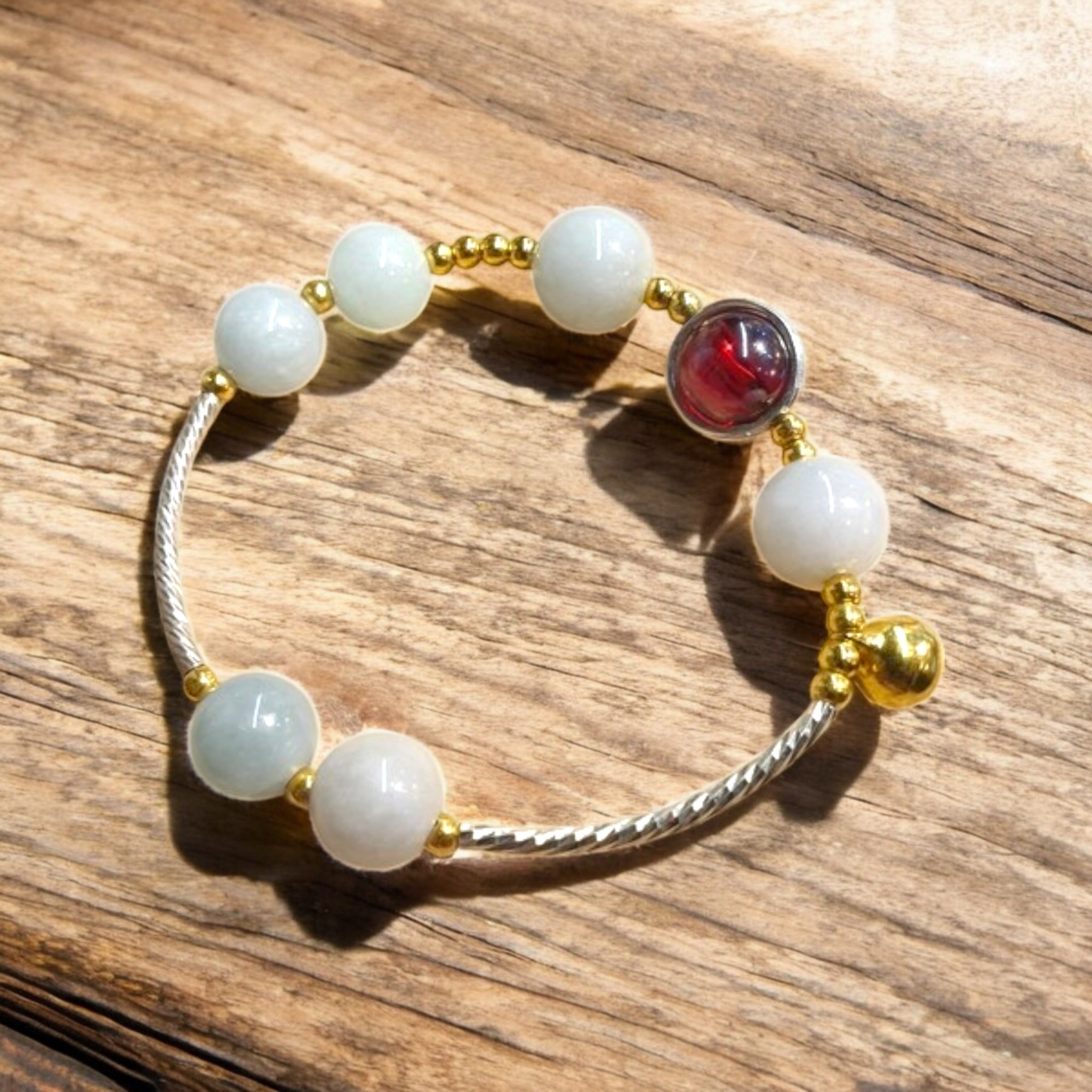 VÒNG TAY NGỌC JAD MIX NAGA + CHRAM BẠC