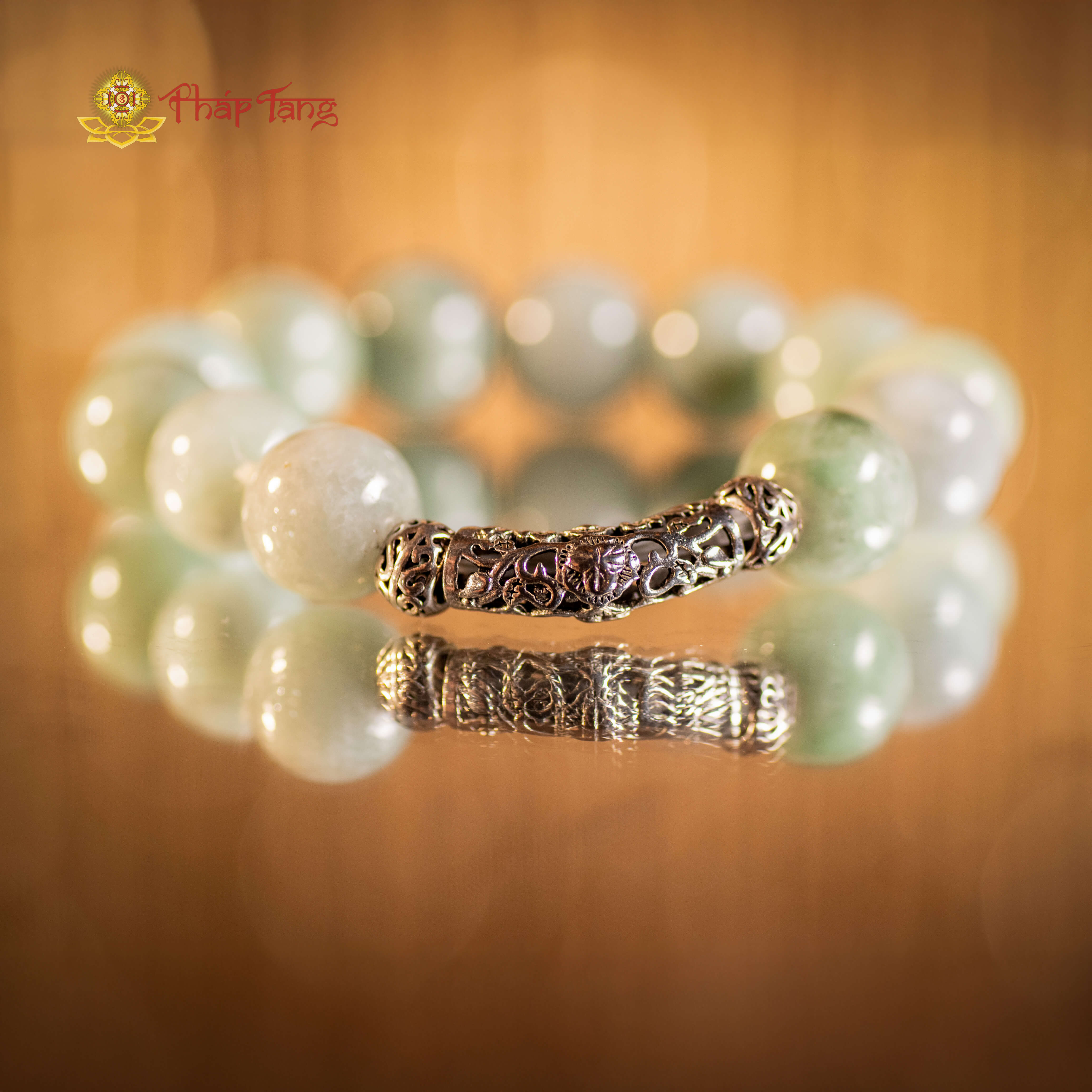 VÒNG TAY PHỈ THUÝ 14LY MYANMAR TYPE A MIX CHARM BẠC 925 - PHÁP TẠNG